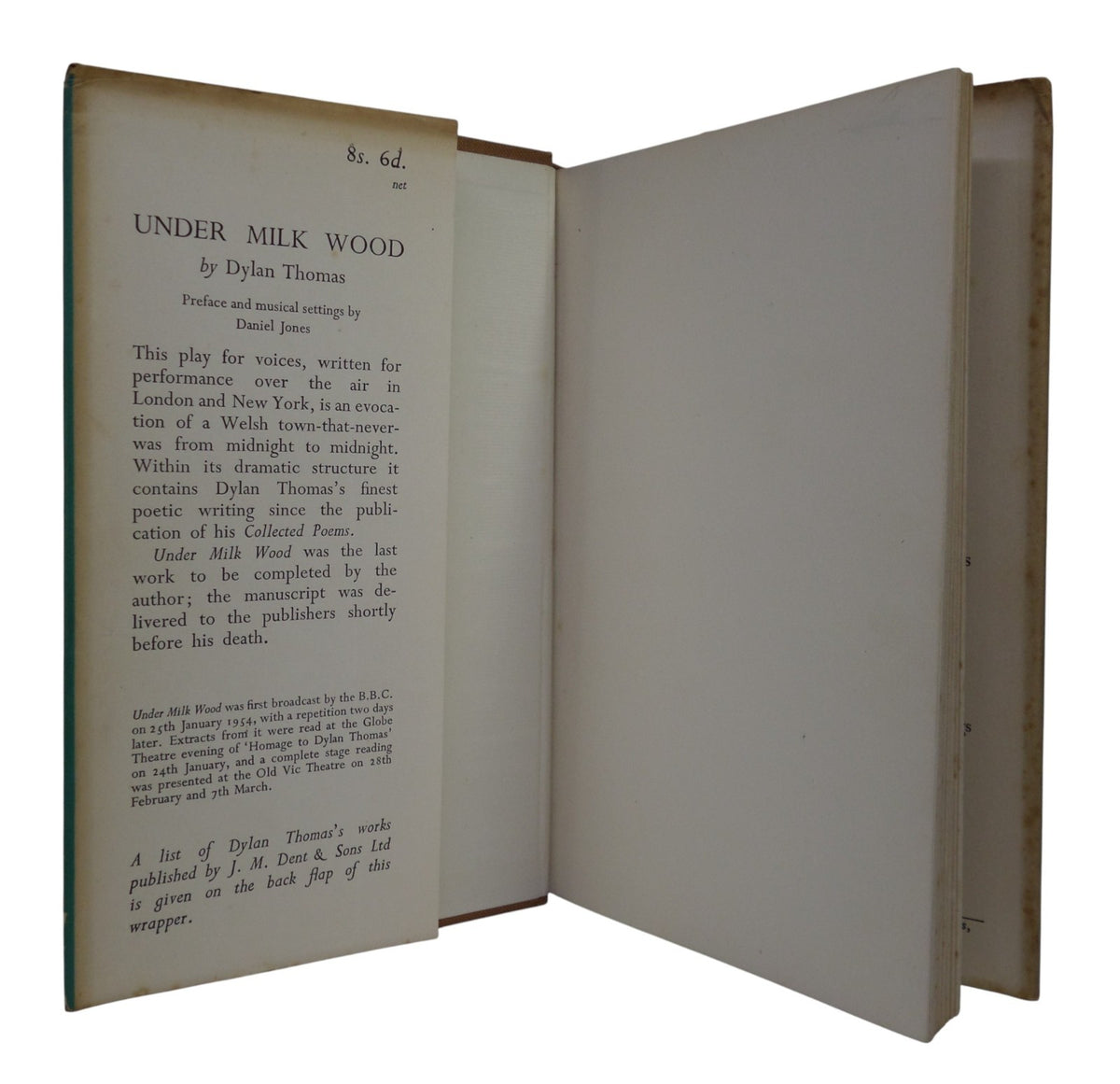UNDER MILK WOOD BY DYLAN THOMAS 1954 FIRST EDITION – MFR Rare Books