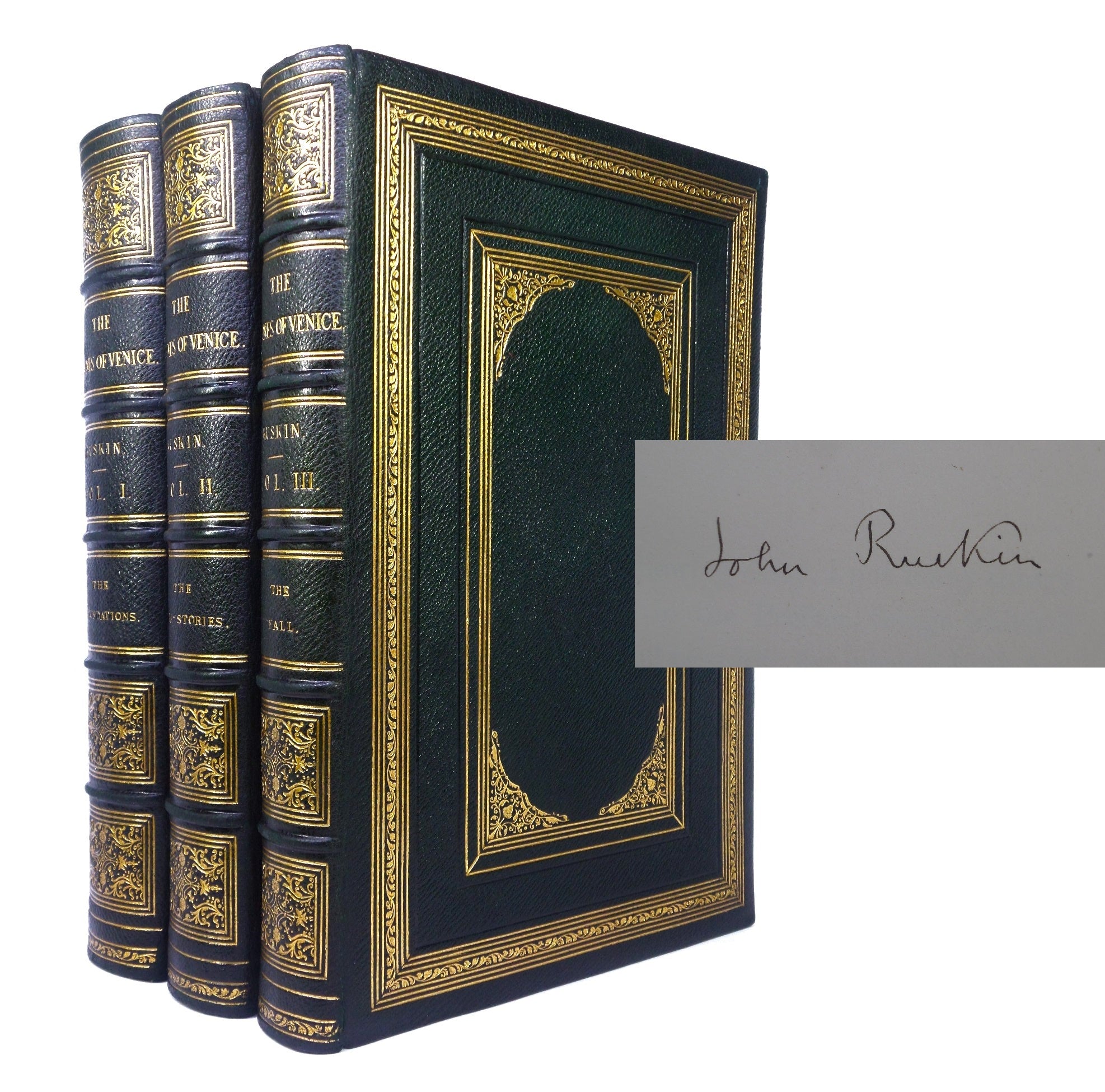 THE STONES OF VENICE 1873-74 JOHN RUSKIN SIGNED LIMITED EDITION, LEATHER BOUND