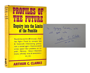 PROFILES OF THE FUTURE BY ARTHUR C. CLARKE 1962 FIRST EDITION, PRESENTATION COPY WITH LETTER