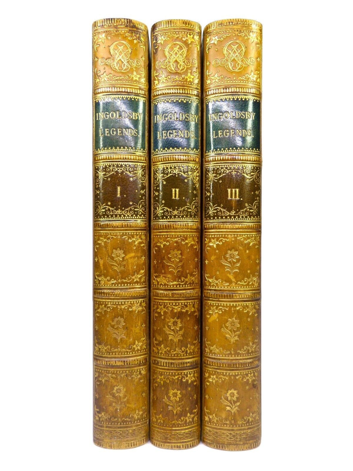 THE INGOLDSBY LEGENDS 1855 ELEVENTH EDITION, LEATHER BOUND IN THREE VOLUMES