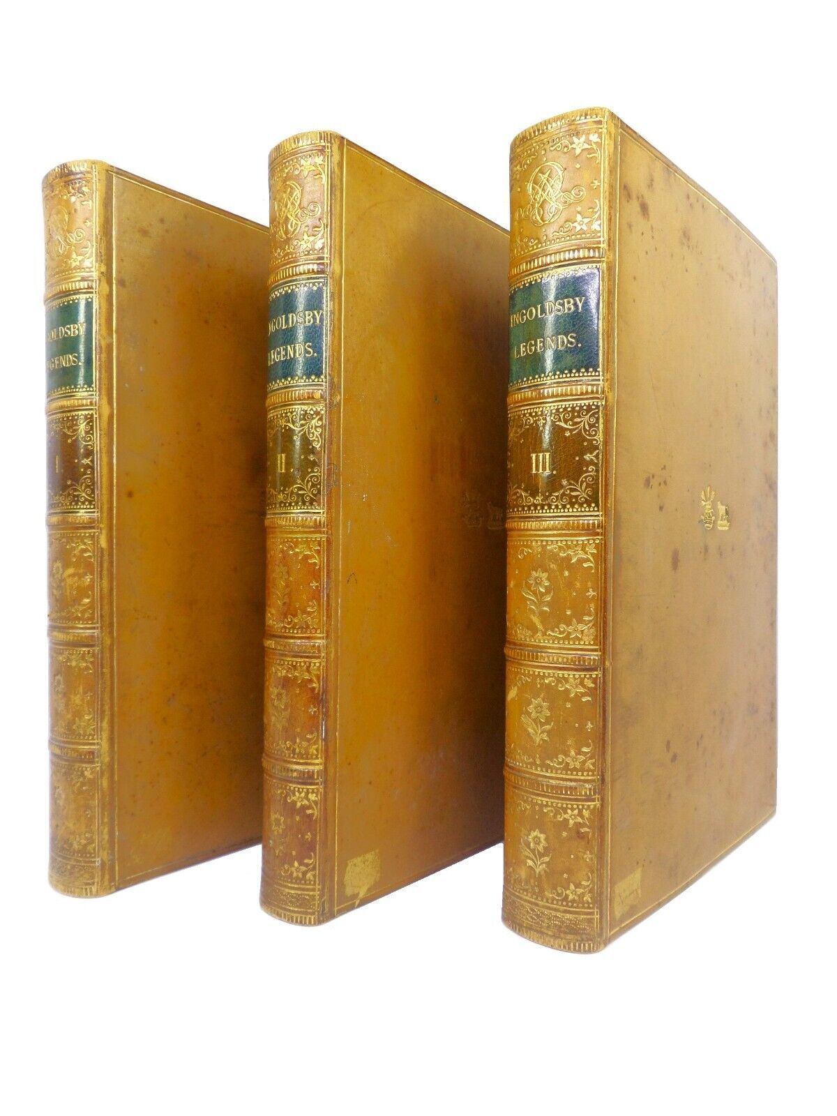 THE INGOLDSBY LEGENDS 1855 ELEVENTH EDITION, LEATHER BOUND IN THREE VOLUMES