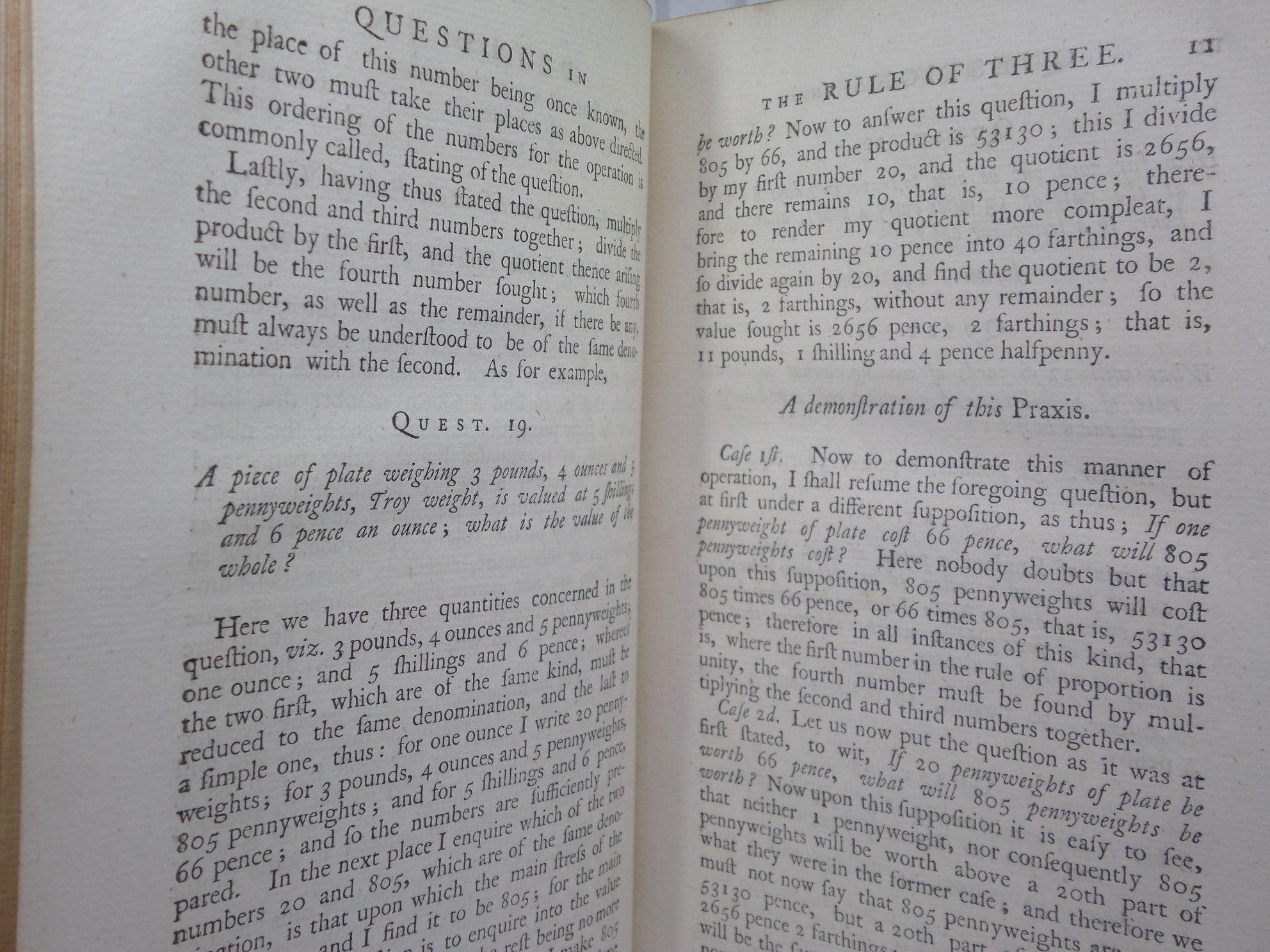 SELECT PARTS OF PROFESSOR SAUNDERSON'S ELEMENTS OF ALGEBRA 1756 FIRST EDITION