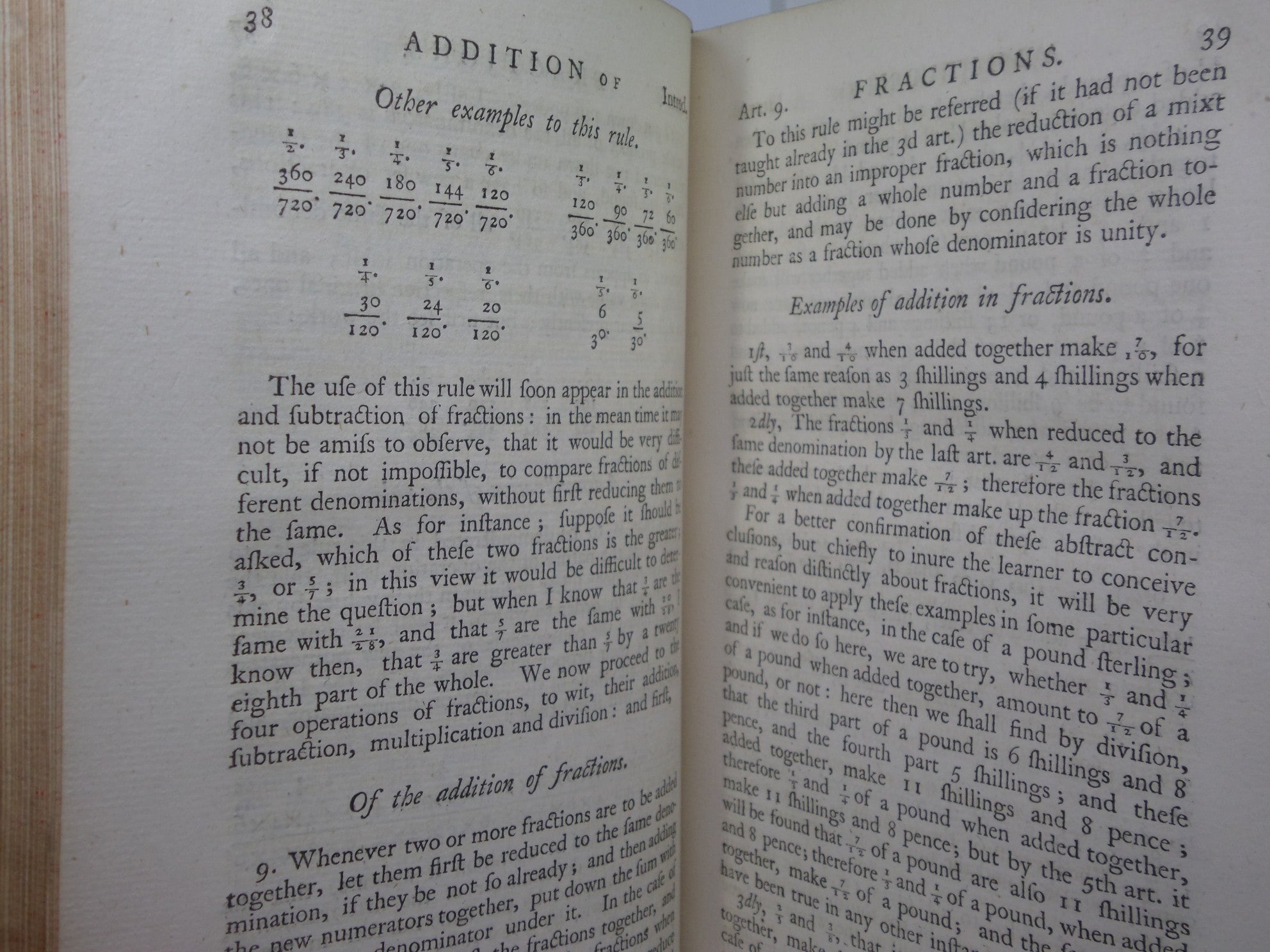 SELECT PARTS OF PROFESSOR SAUNDERSON'S ELEMENTS OF ALGEBRA 1756 FIRST EDITION