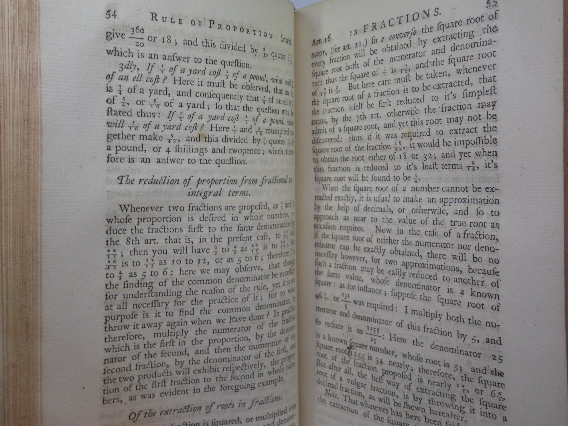 SELECT PARTS OF PROFESSOR SAUNDERSON'S ELEMENTS OF ALGEBRA 1756 FIRST EDITION