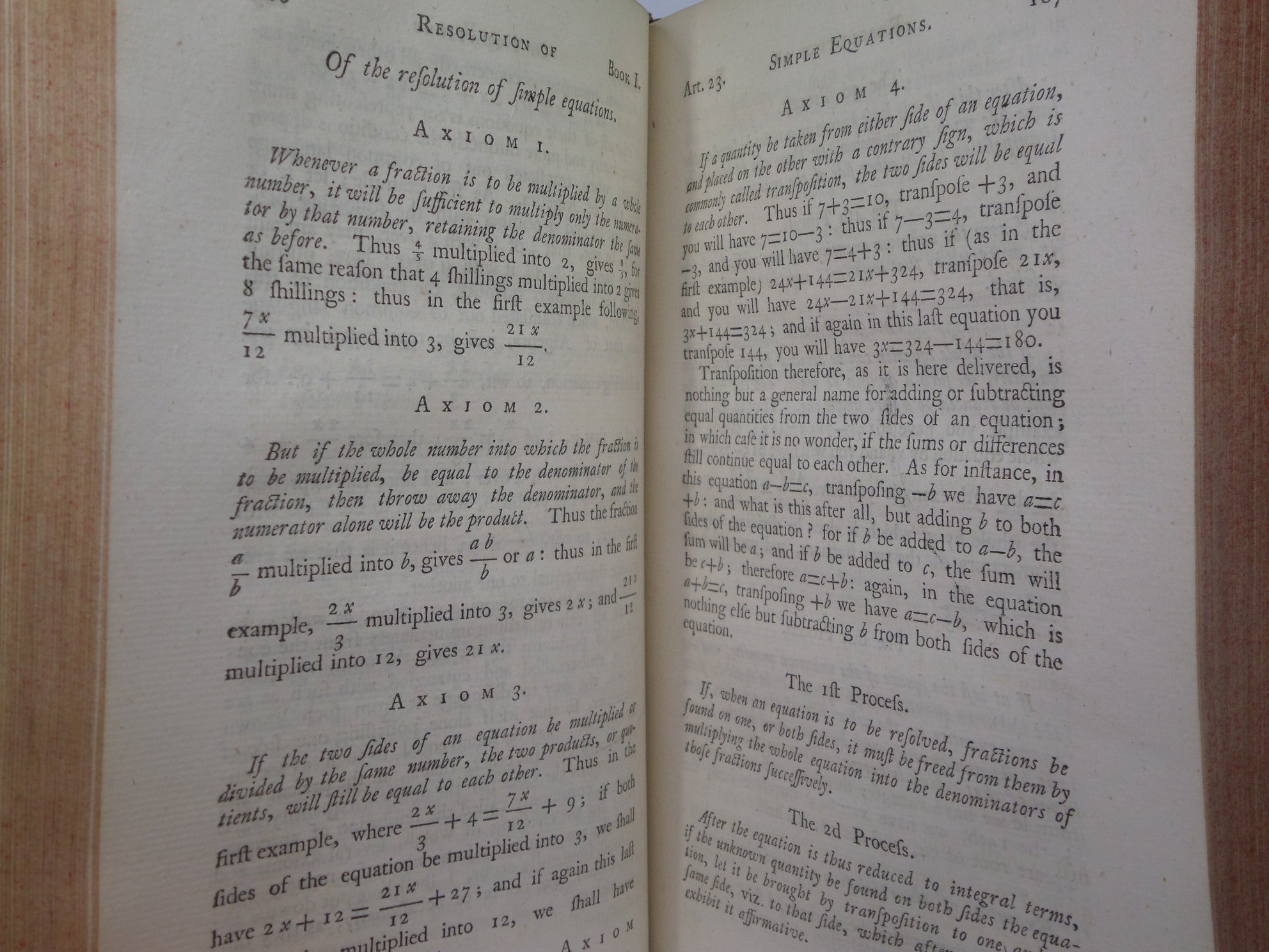 SELECT PARTS OF PROFESSOR SAUNDERSON'S ELEMENTS OF ALGEBRA 1756 FIRST EDITION