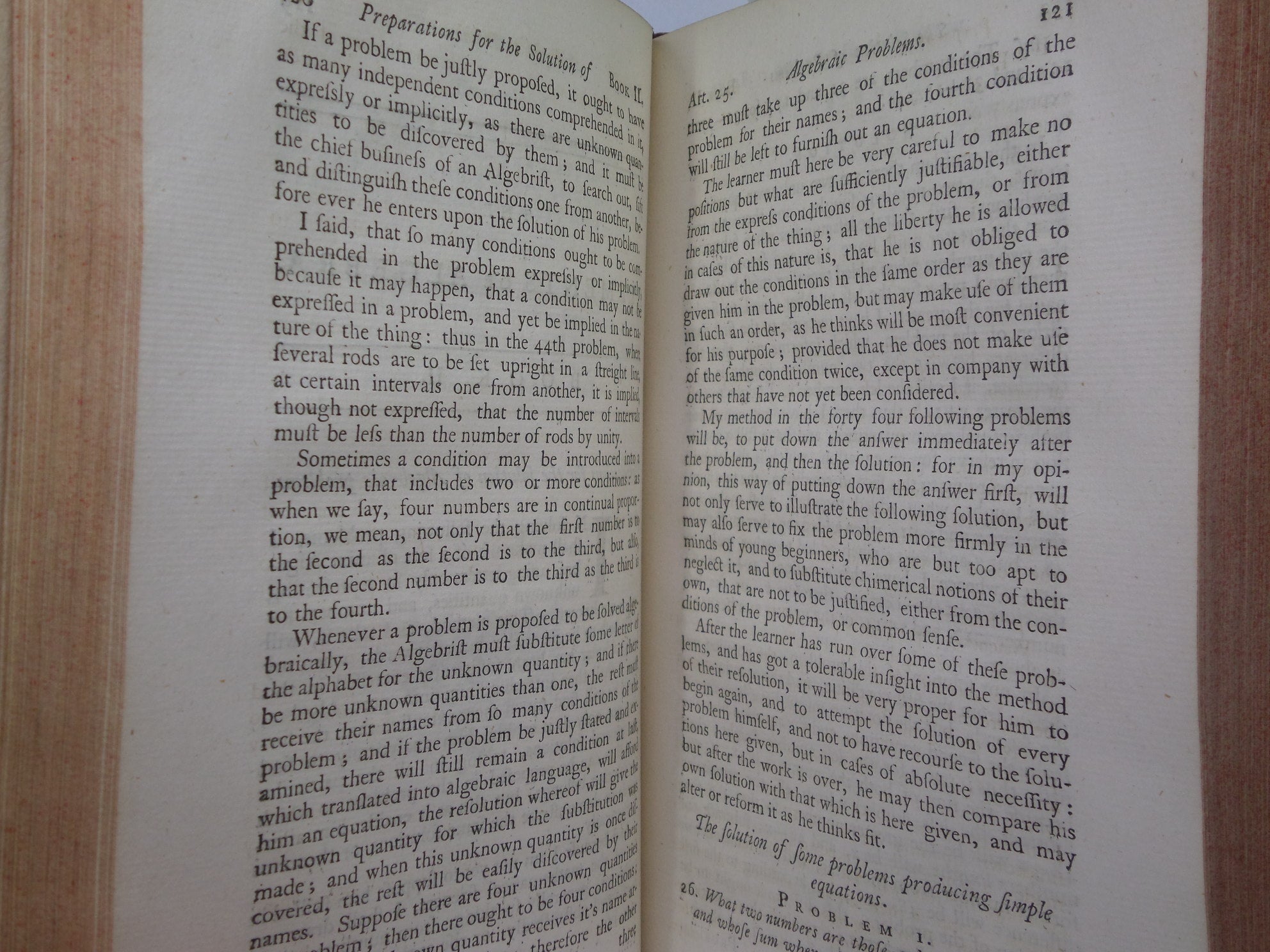 SELECT PARTS OF PROFESSOR SAUNDERSON'S ELEMENTS OF ALGEBRA 1756 FIRST EDITION