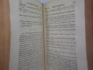 SELECT PARTS OF PROFESSOR SAUNDERSON'S ELEMENTS OF ALGEBRA 1756 FIRST EDITION