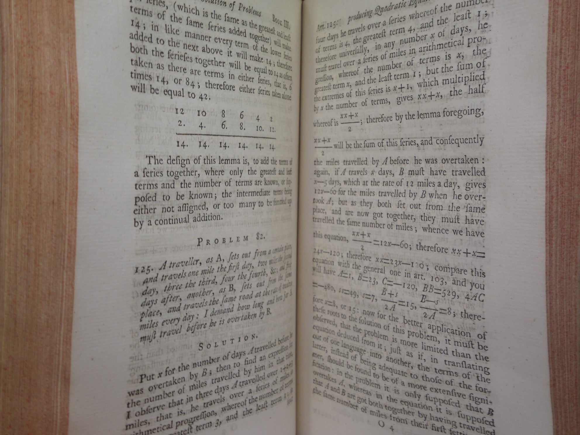 SELECT PARTS OF PROFESSOR SAUNDERSON'S ELEMENTS OF ALGEBRA 1756 FIRST EDITION