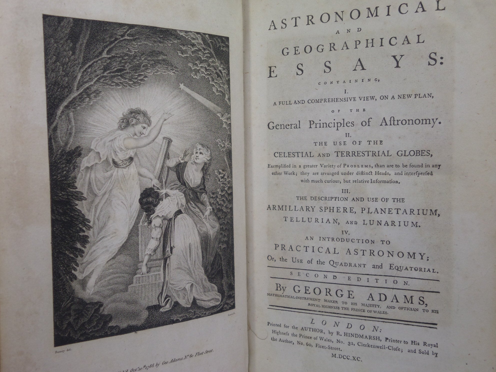 ASTRONOMICAL AND GEOGRAPHICAL ESSAYS BY GEORGE ADAMS 1790 LEATHER BINDING