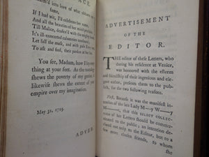 LETTERS OF THE RIGHT HONOURABLE LADY M---Y W----Y M----E BY LADY MARY WORTLEY MONTAGU 1763 THIRD EDITION IN THREE VOLUMES