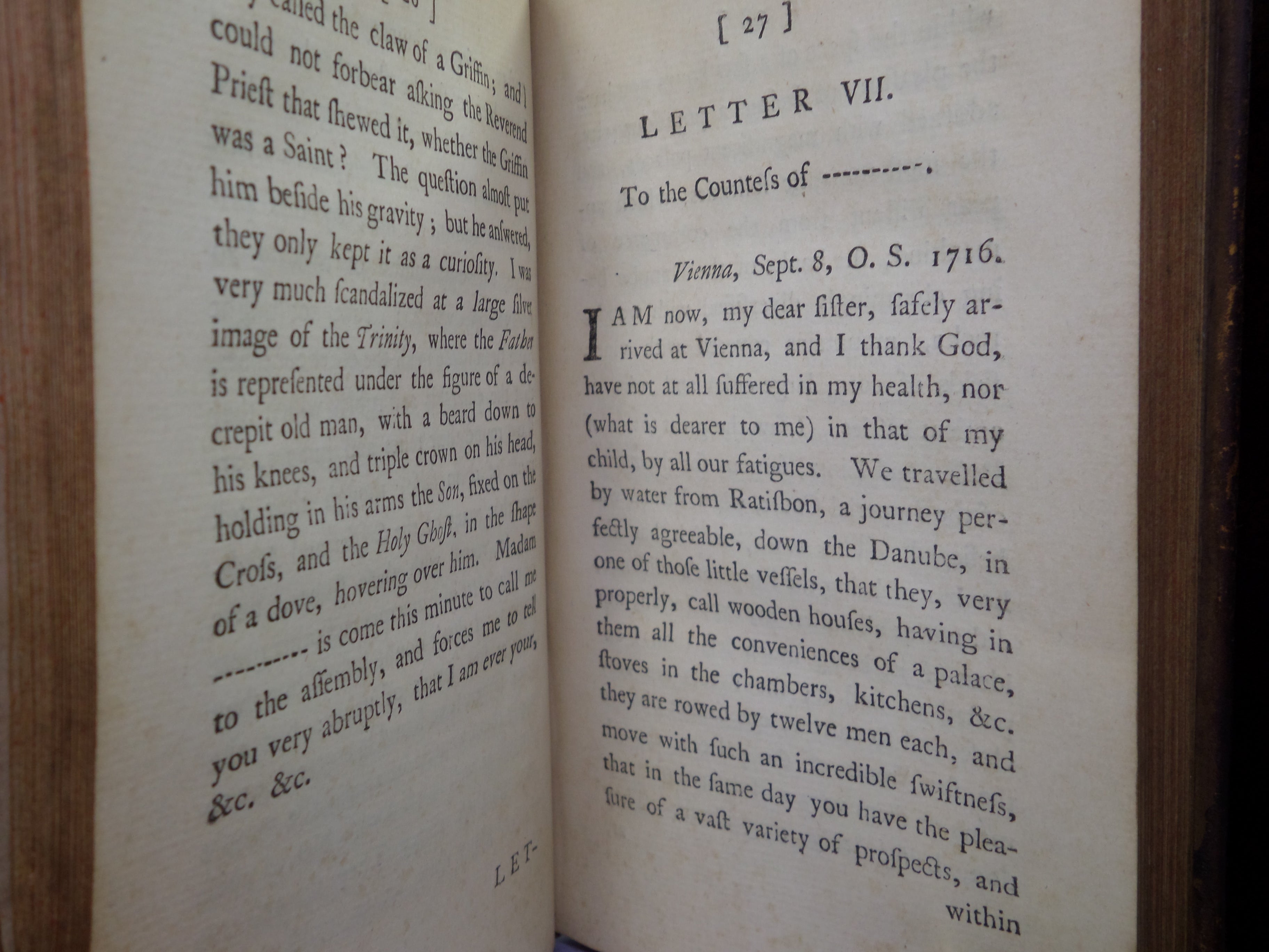 LETTERS OF THE RIGHT HONOURABLE LADY M---Y W----Y M----E BY LADY MARY WORTLEY MONTAGU 1763 THIRD EDITION IN THREE VOLUMES