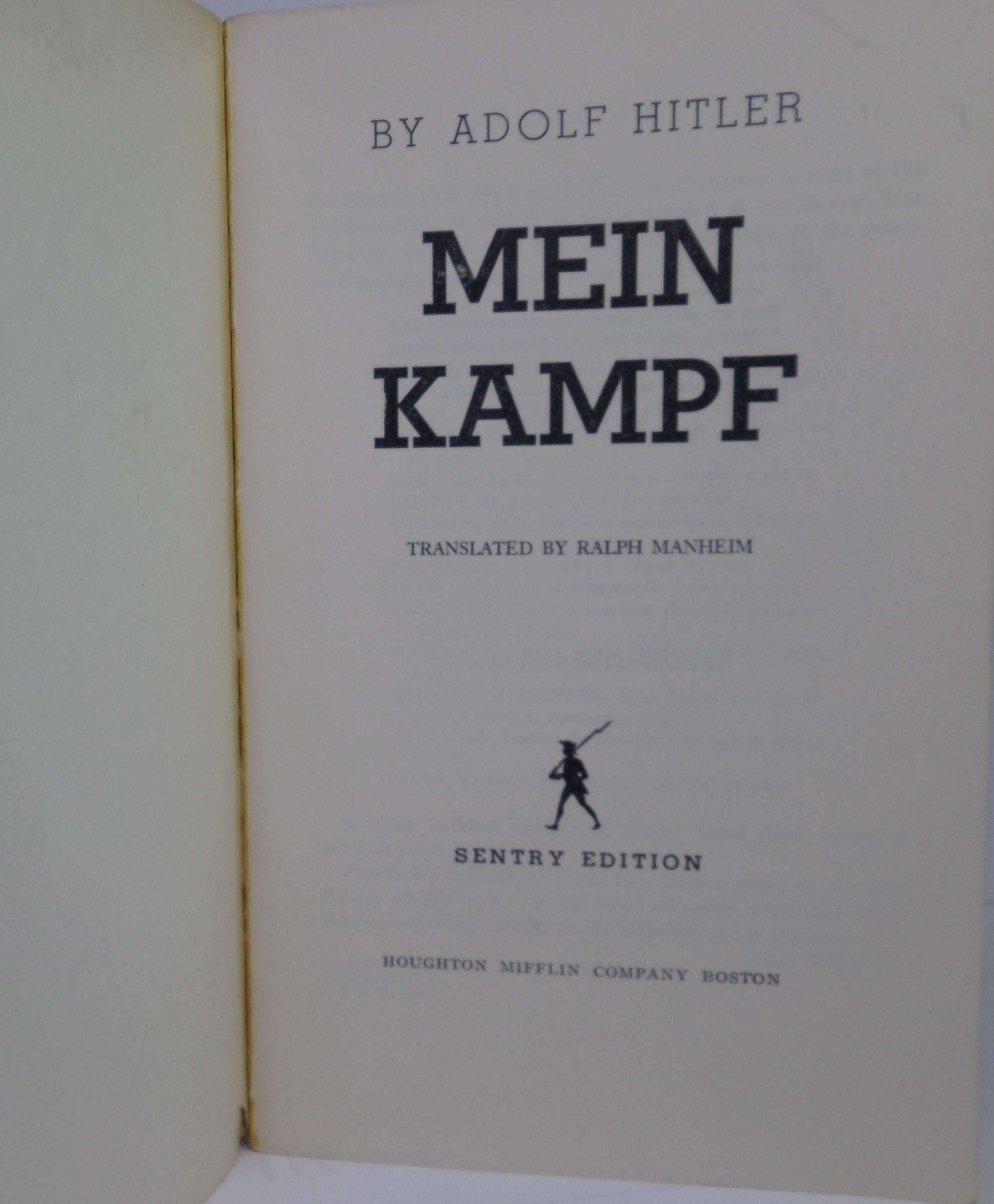 MEIN KAMPF BY ADOLF HITLER 1971 PAPERBACK SENTRY EDITION
