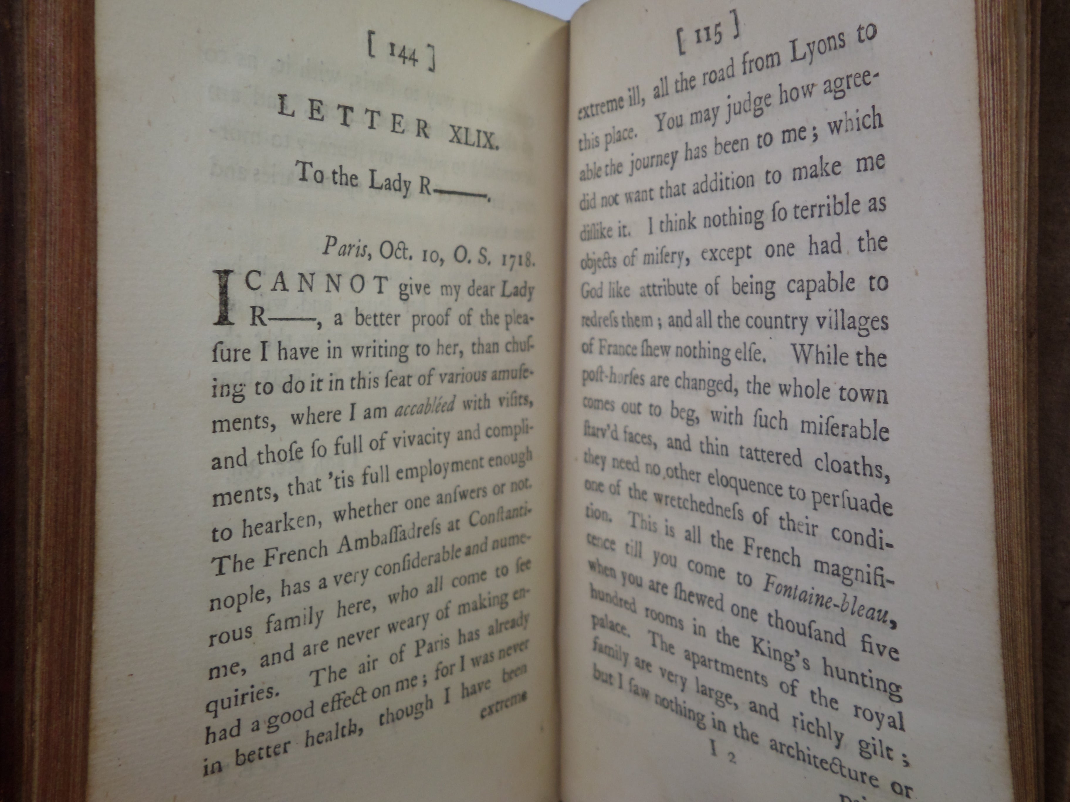 LETTERS OF THE RIGHT HONOURABLE LADY M---Y W----Y M----E BY LADY MARY WORTLEY MONTAGU 1763 THIRD EDITION IN THREE VOLUMES