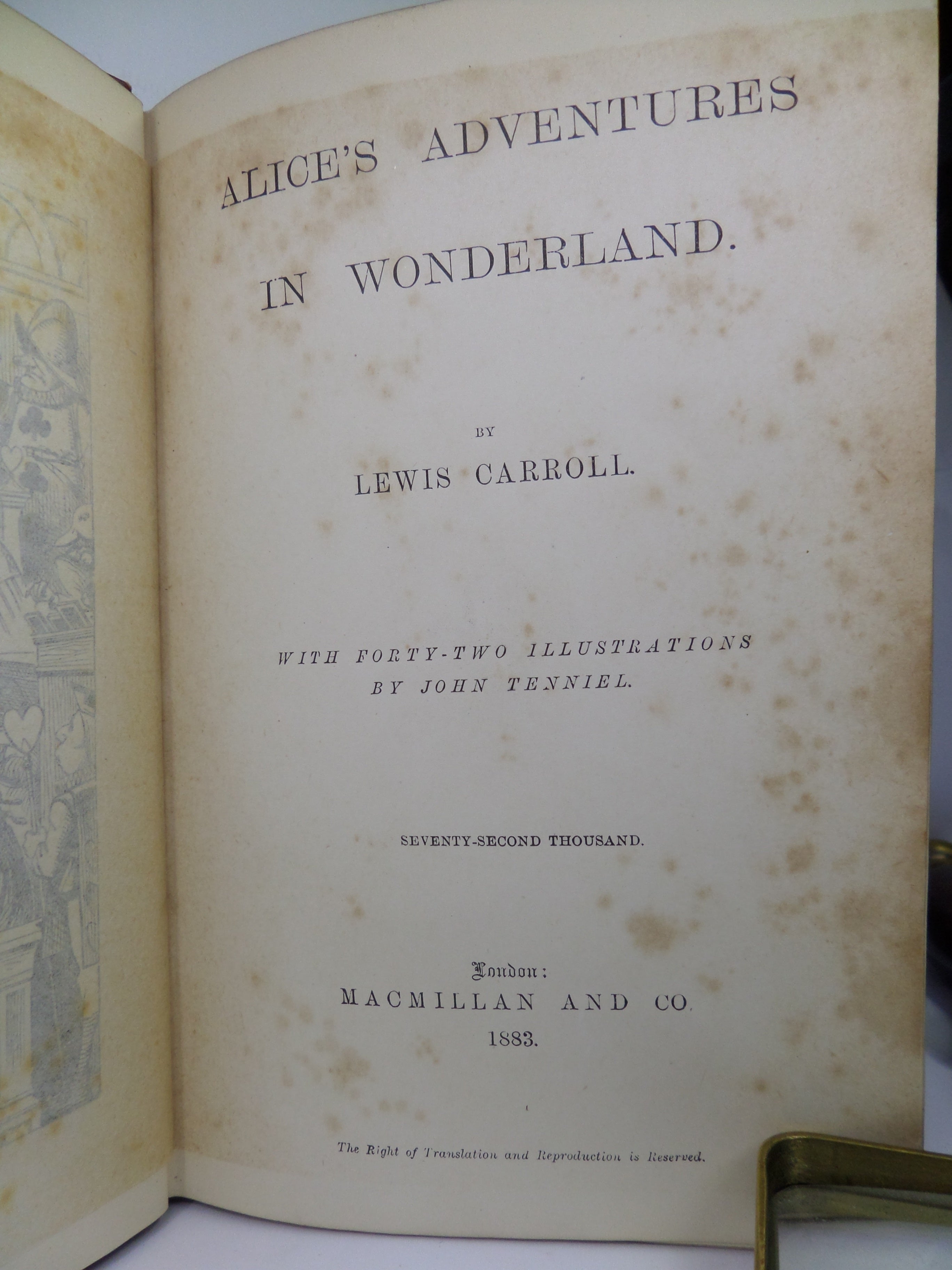 ALICE'S ADVENTURES IN WONDERLAND BY LEWIS CARROLL 1883