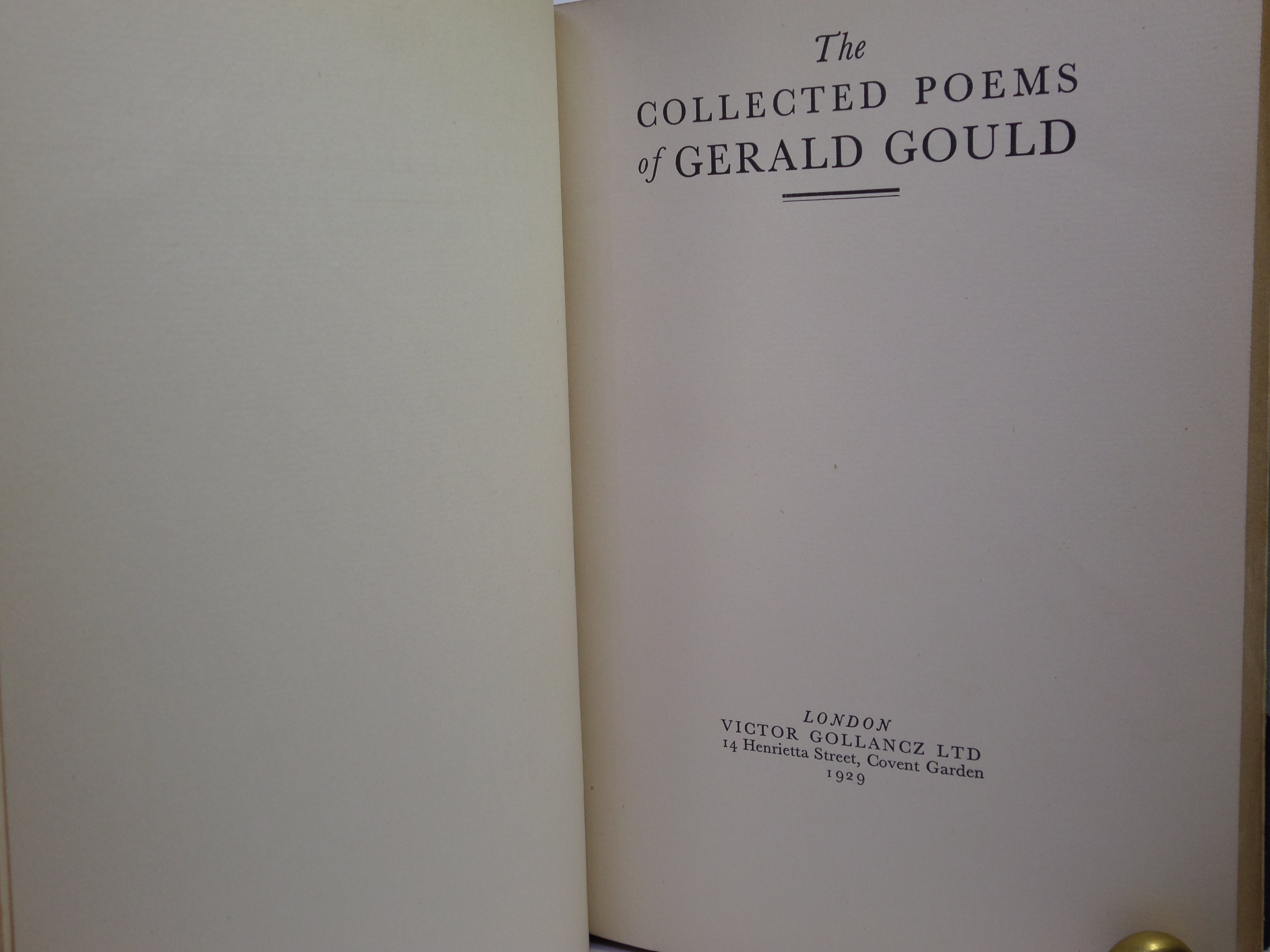 THE COLLECTED POEMS OF GERALD GOULD 1929 FINELY BOUND FIRST EDITION