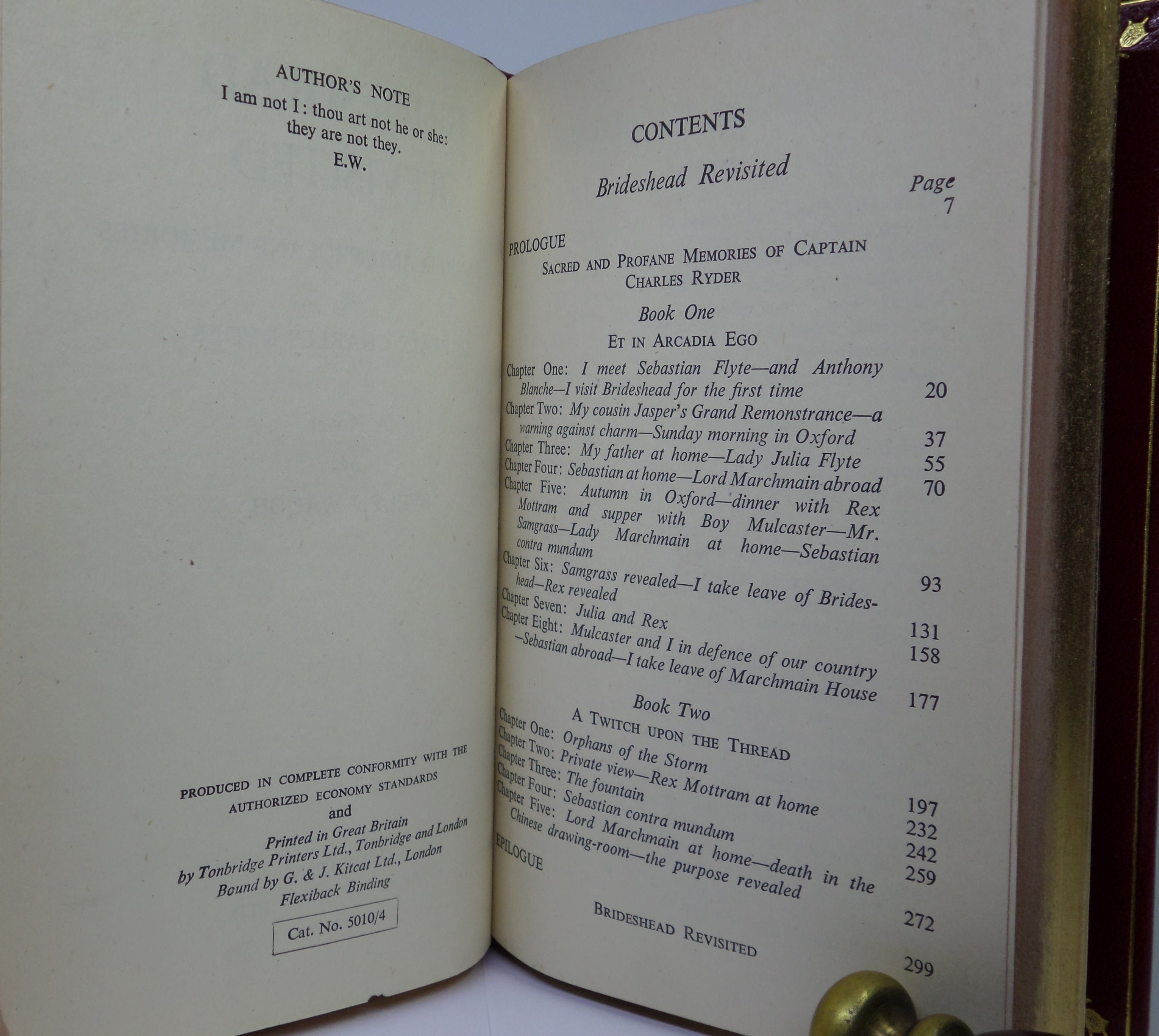 BRIDESHEAD REVISITED BY EVELYN WAUGH 1945 FIRST EDITION BAYNTUN RIVIERE BINDING