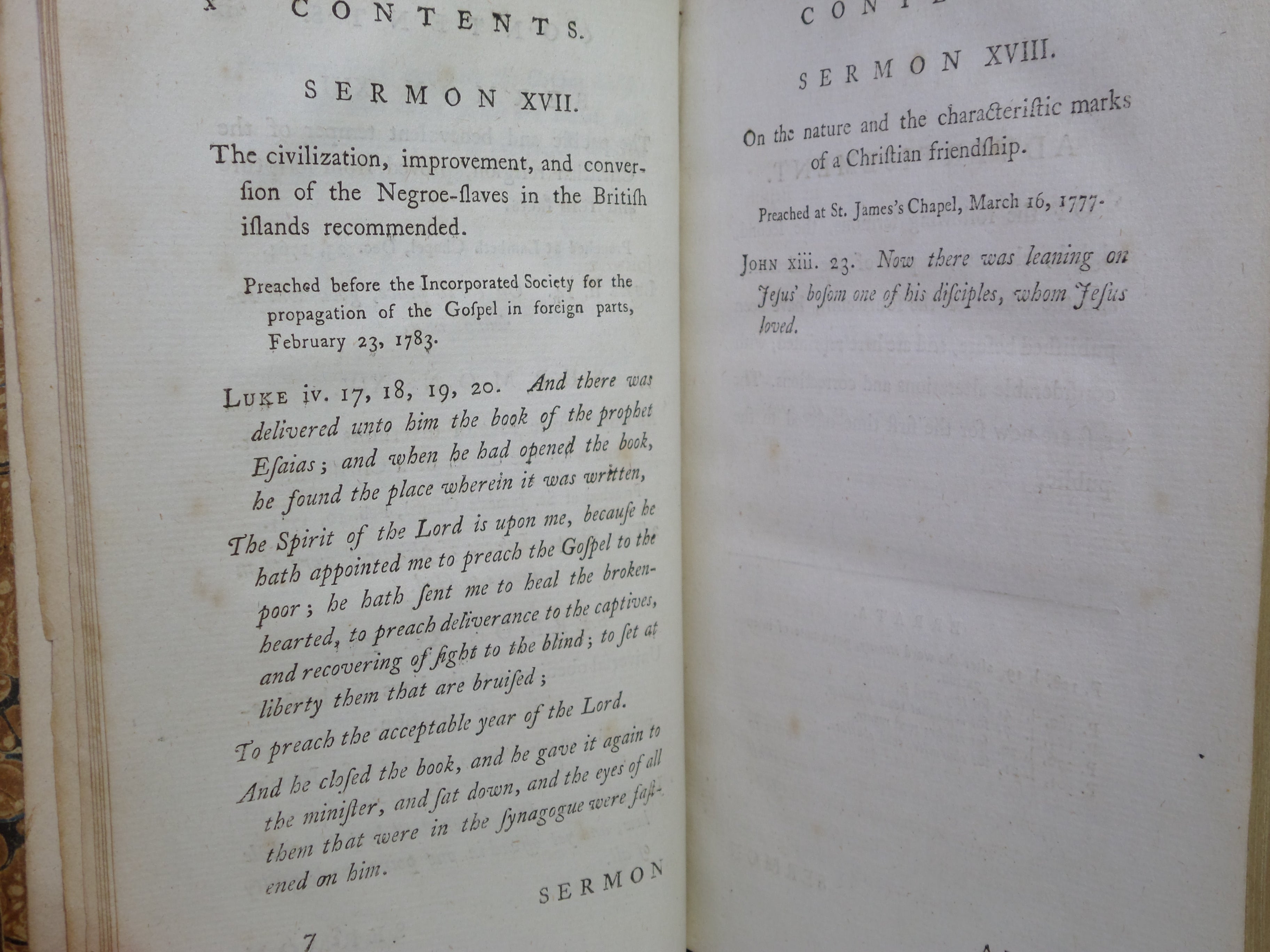 [SLAVERY - WEST INDIES] SERMONS ON SEVERAL SUBJECTS 1783 BEILBY PORTEUS FIRST EDITION