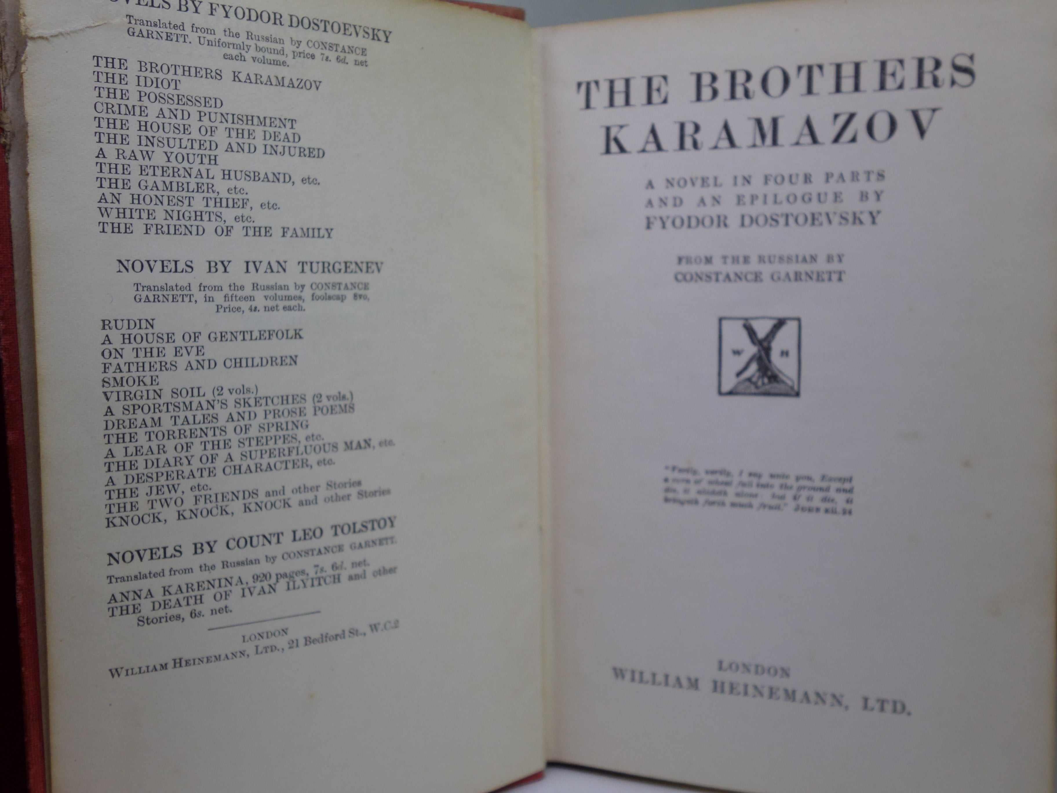 THE NOVELS OF FYODOR DOSTOEVSKY VOLUMES 1-11 TRANS. BY CONSTANCE GARNETT 1915-23
