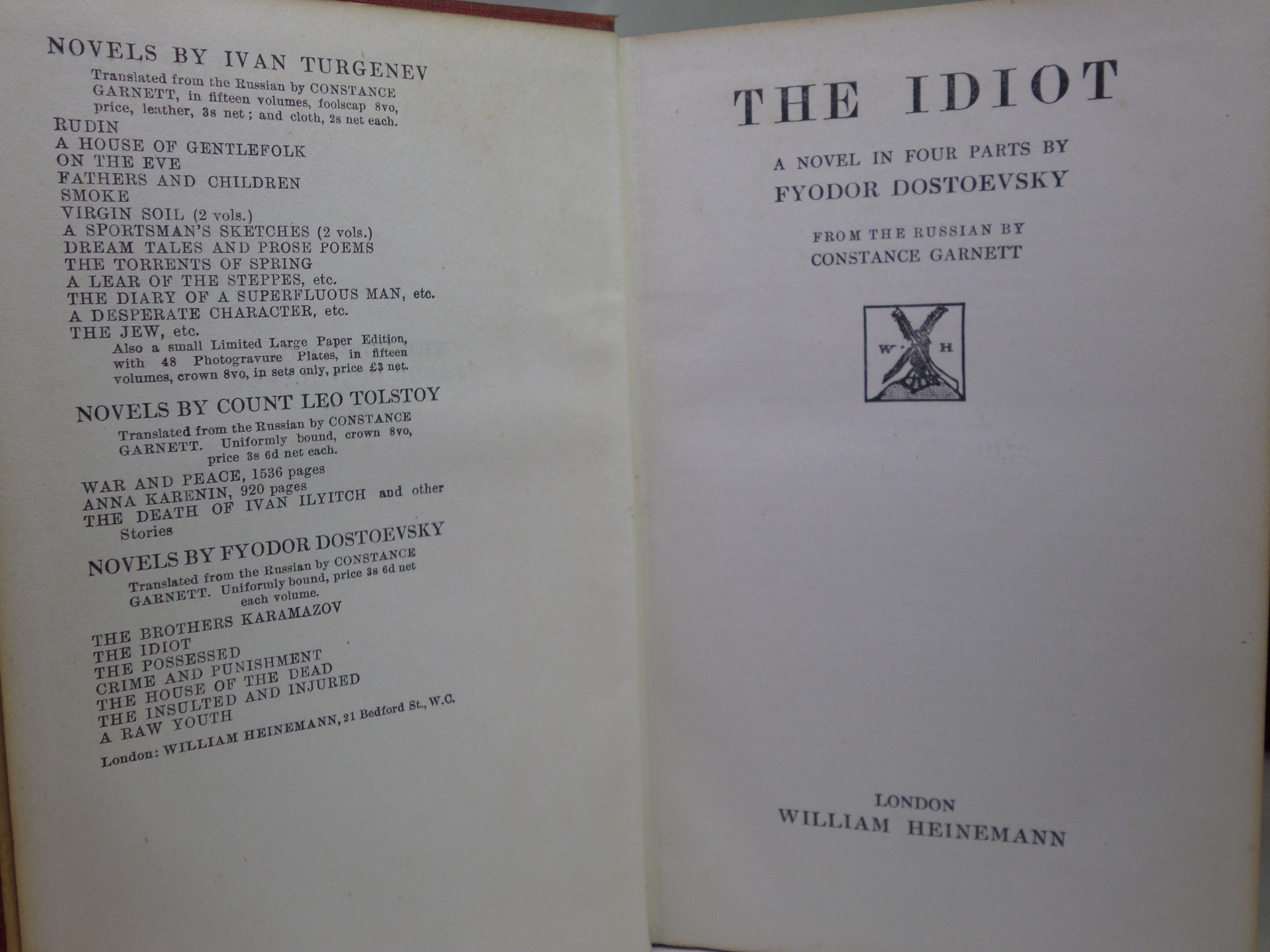 THE NOVELS OF FYODOR DOSTOEVSKY VOLUMES 1-11 TRANS. BY CONSTANCE GARNETT 1915-23