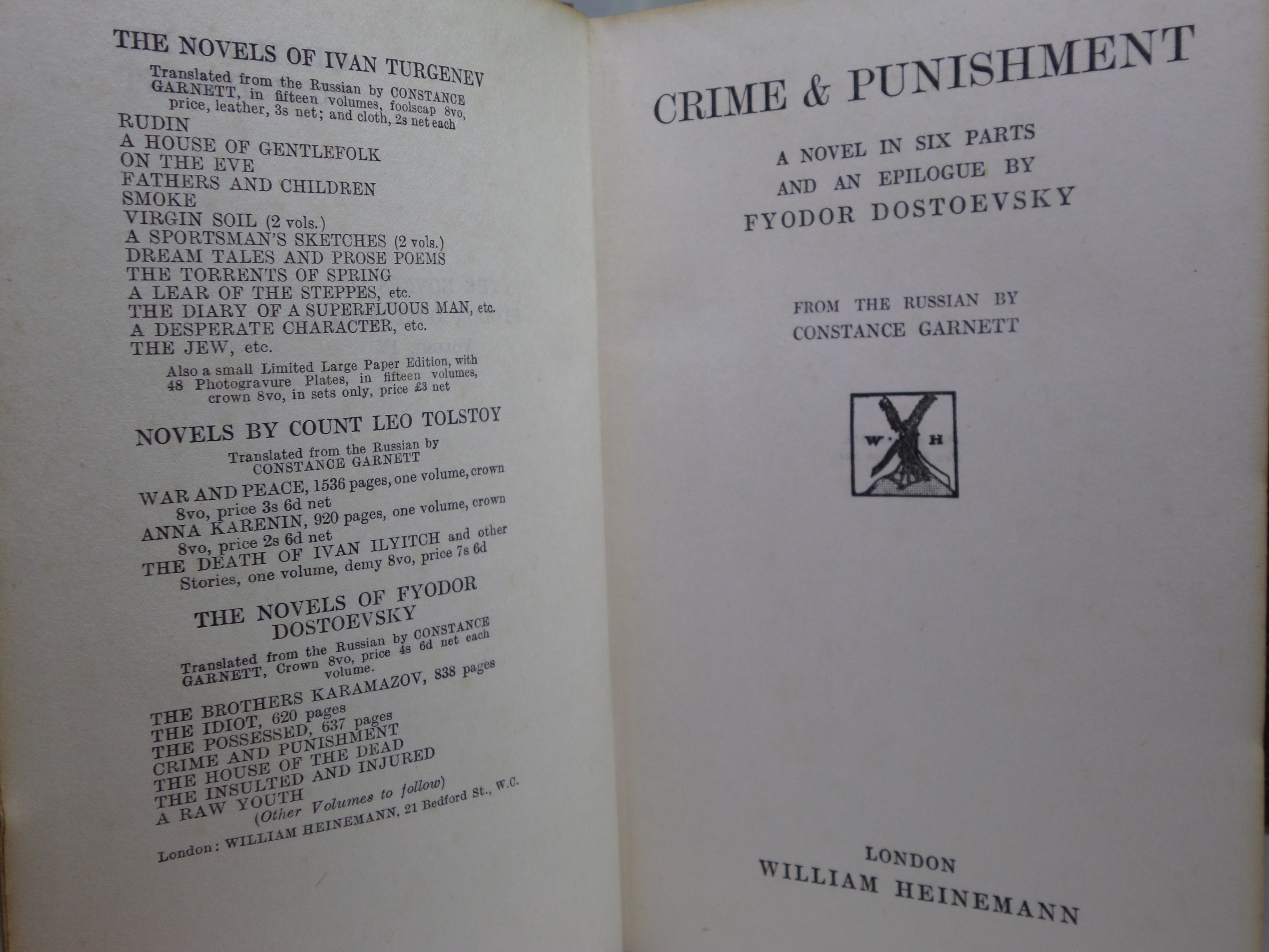 THE NOVELS OF FYODOR DOSTOEVSKY VOLUMES 1-11 TRANS. BY CONSTANCE GARNETT 1915-23