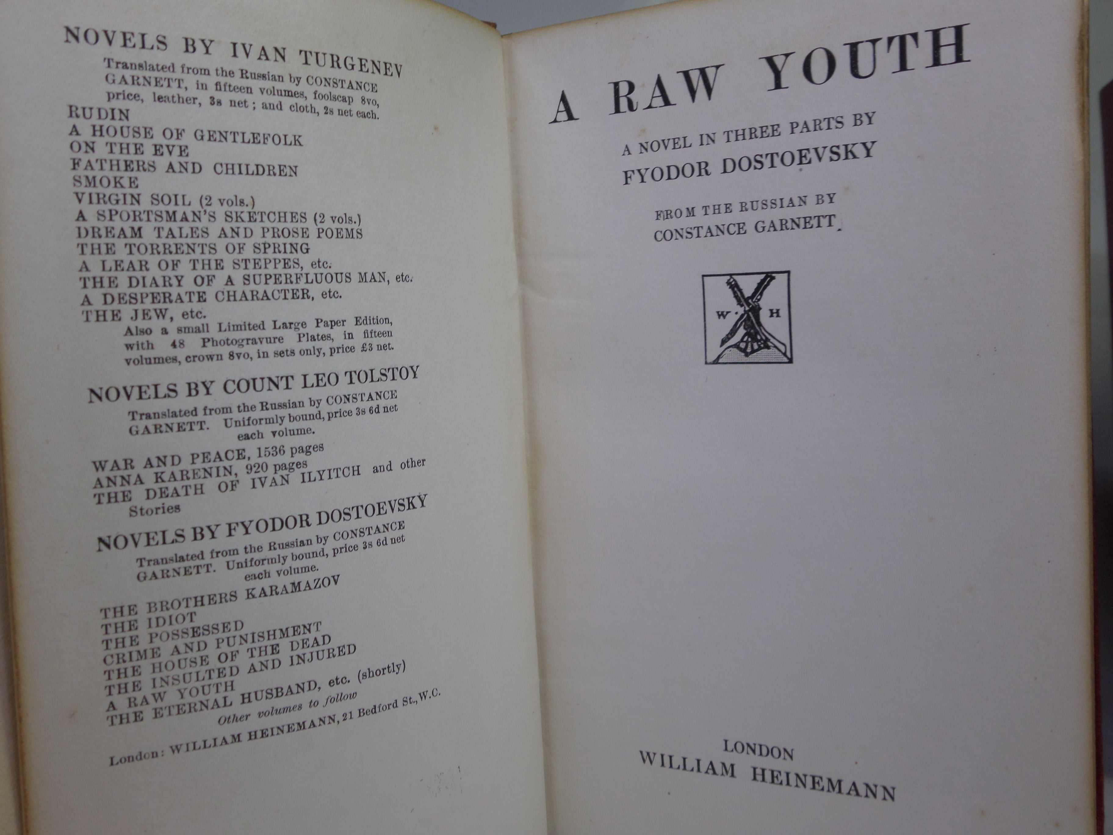 THE NOVELS OF FYODOR DOSTOEVSKY VOLUMES 1-11 TRANS. BY CONSTANCE GARNETT 1915-23