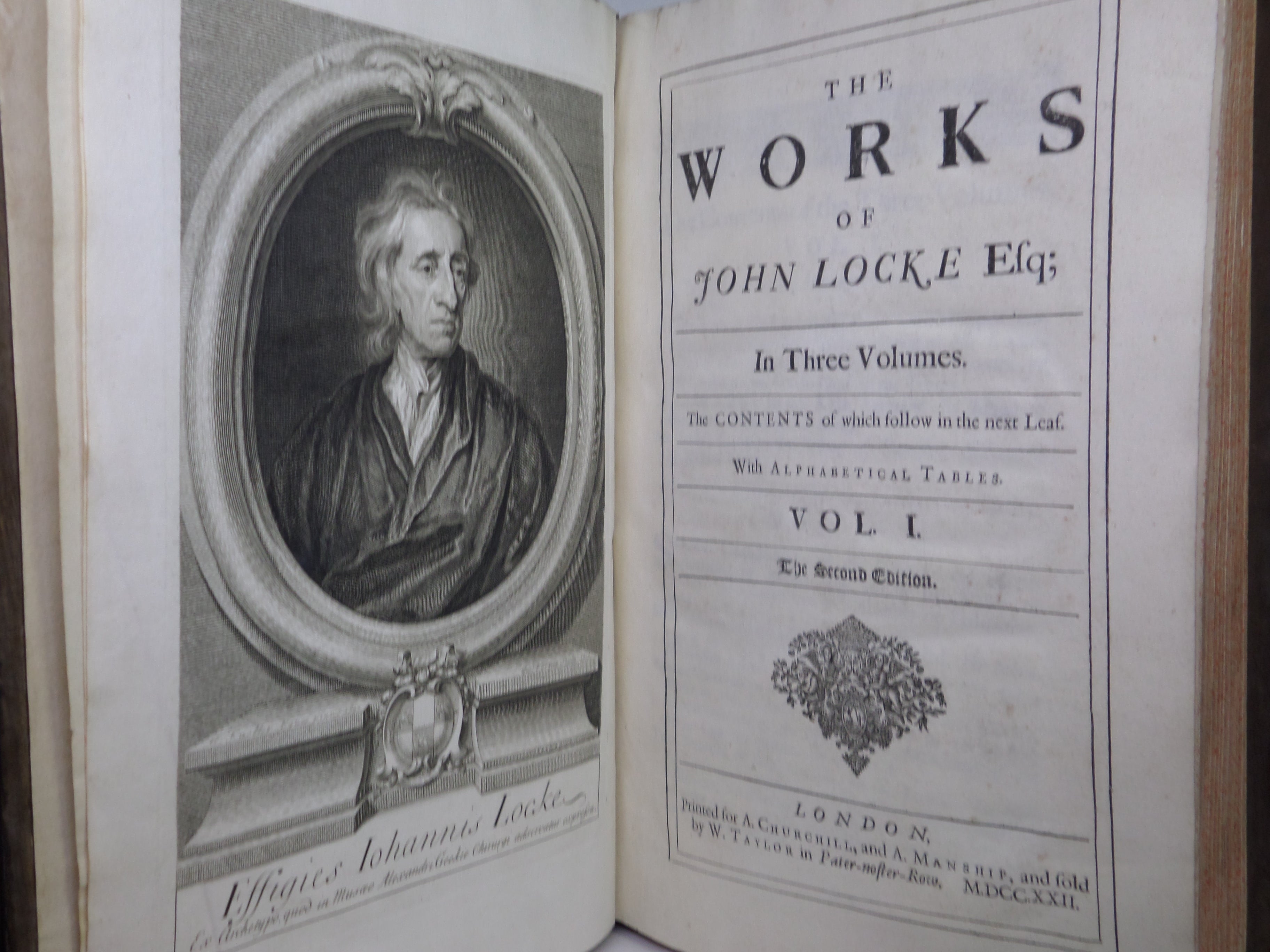 THE WORKS OF JOHN LOCKE 1722 SECOND EDITION IN THREE VOLUMES