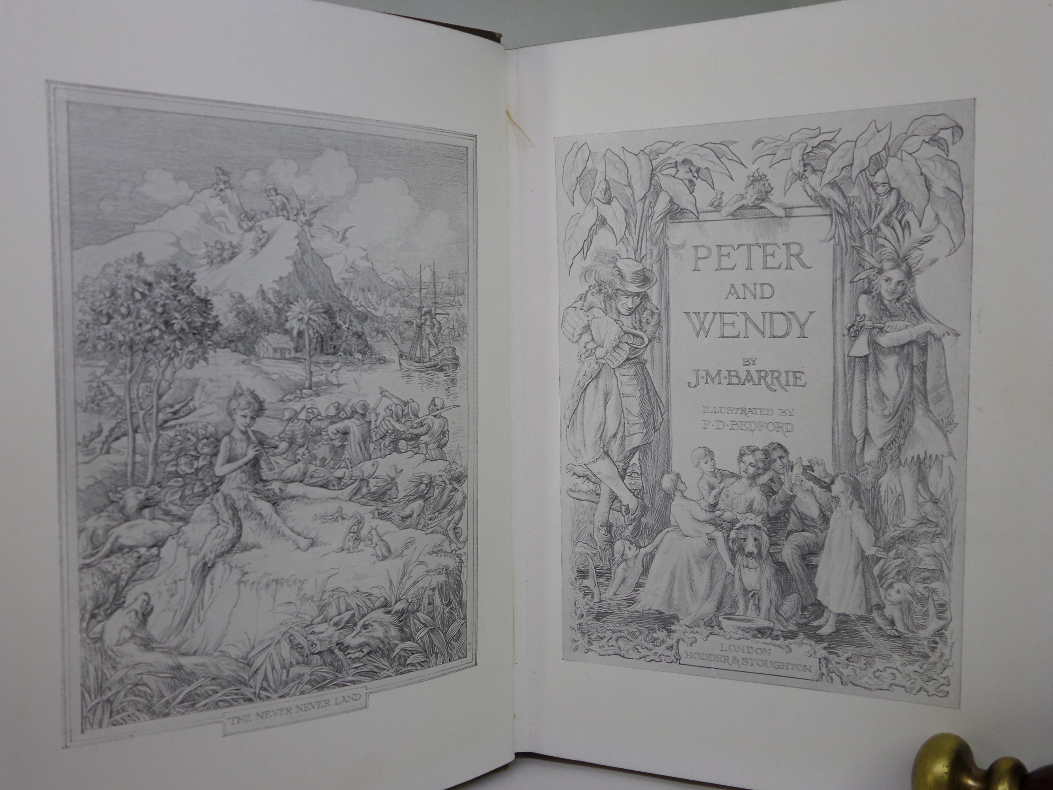 PETER AND WENDY BY J.M. BARRIE ILLUSTRATED BY F.D. BEDFORD 1911 FIRST EDITION