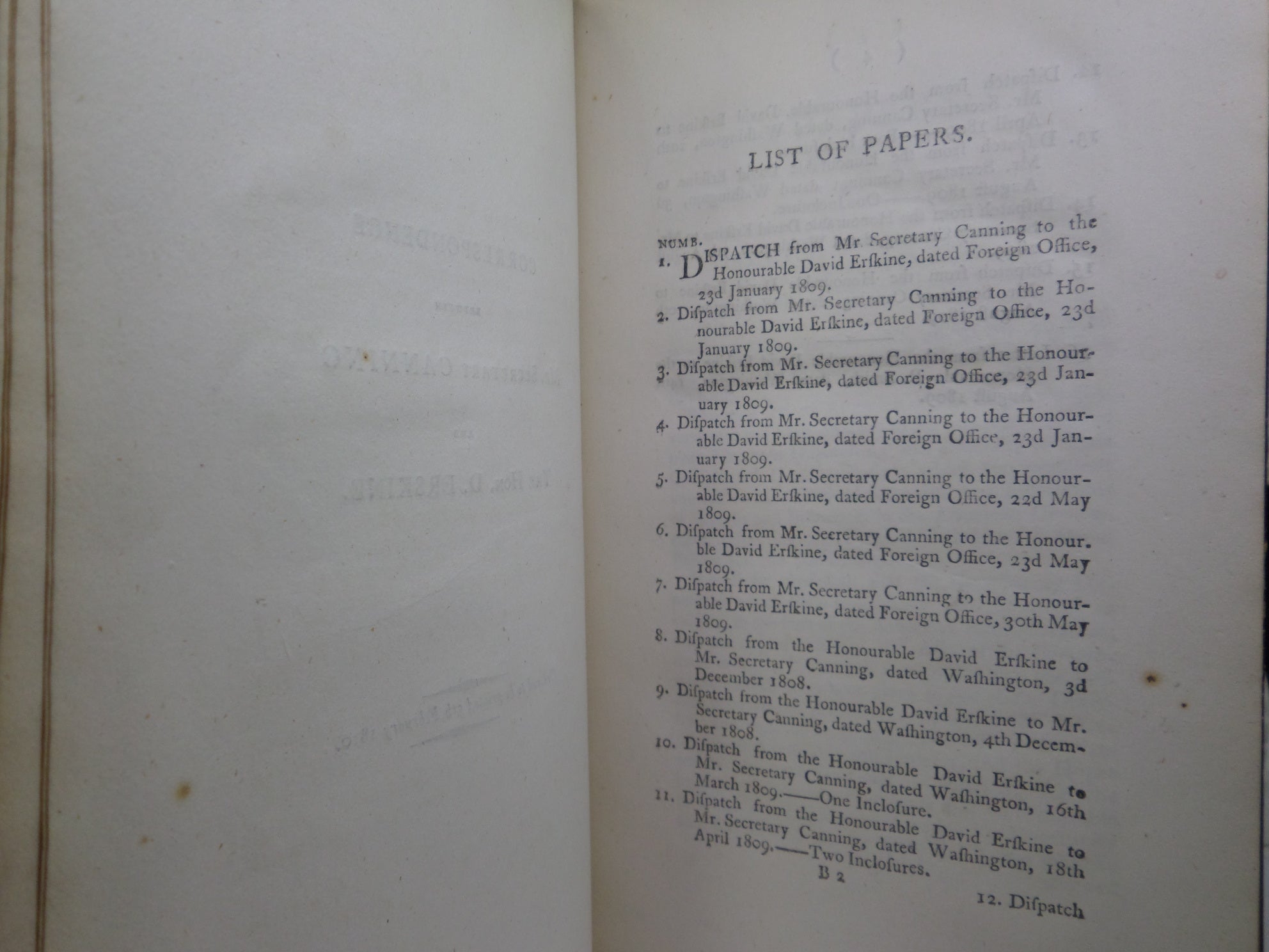 CORRESPONDENCE RELATING TO AMERICA PRESENTED TO PARLIAMENT IN 1810, FINE BINDING