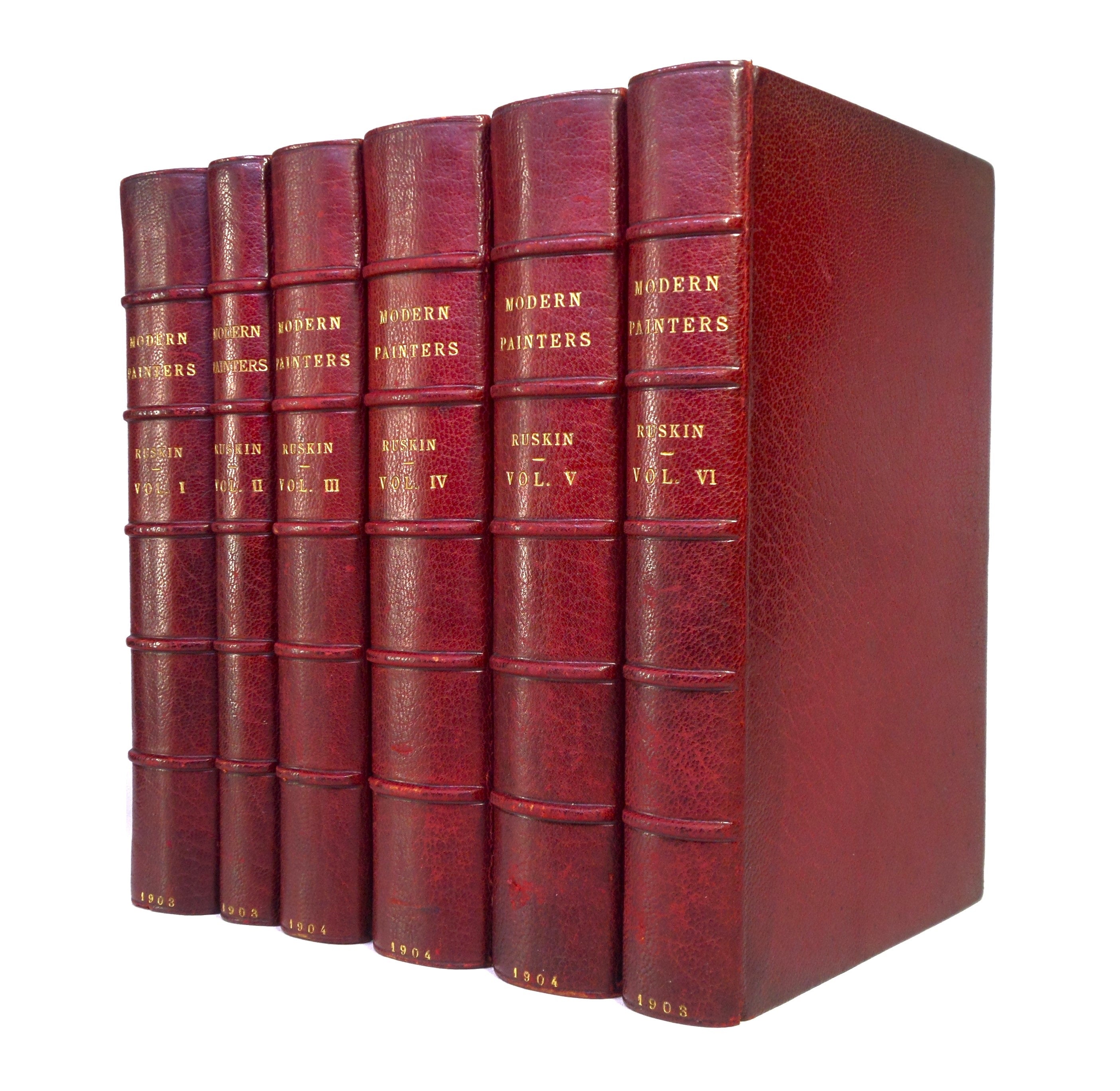 MODERN PAINTERS BY JOHN RUSKIN 1903-04 FINELY BOUND IN SIX VOLUMES BY HATCHARDS