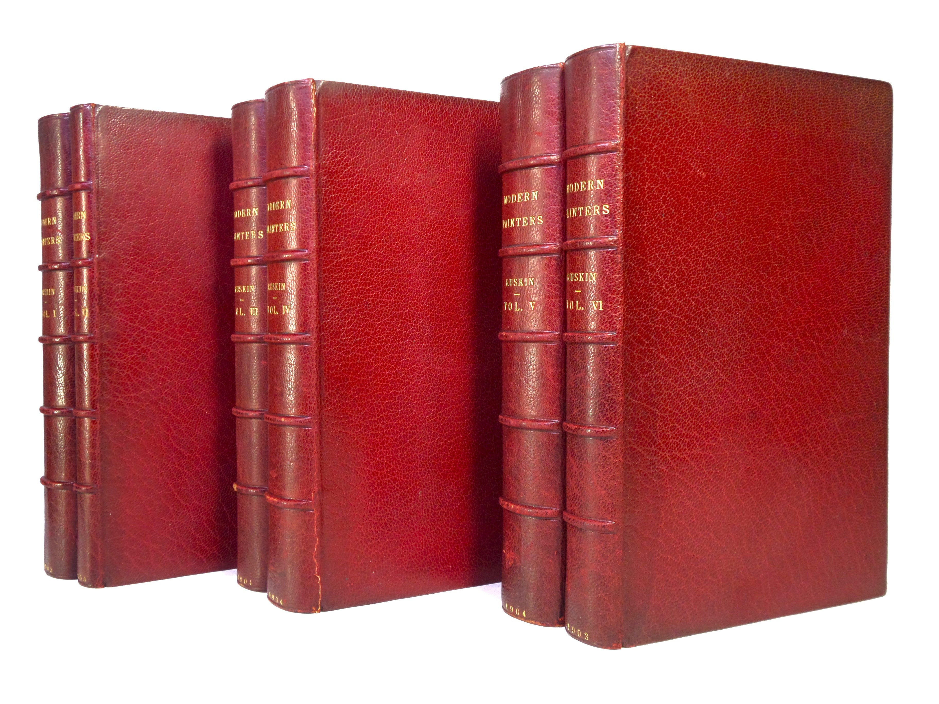 MODERN PAINTERS BY JOHN RUSKIN 1903-04 FINELY BOUND IN SIX VOLUMES BY HATCHARDS