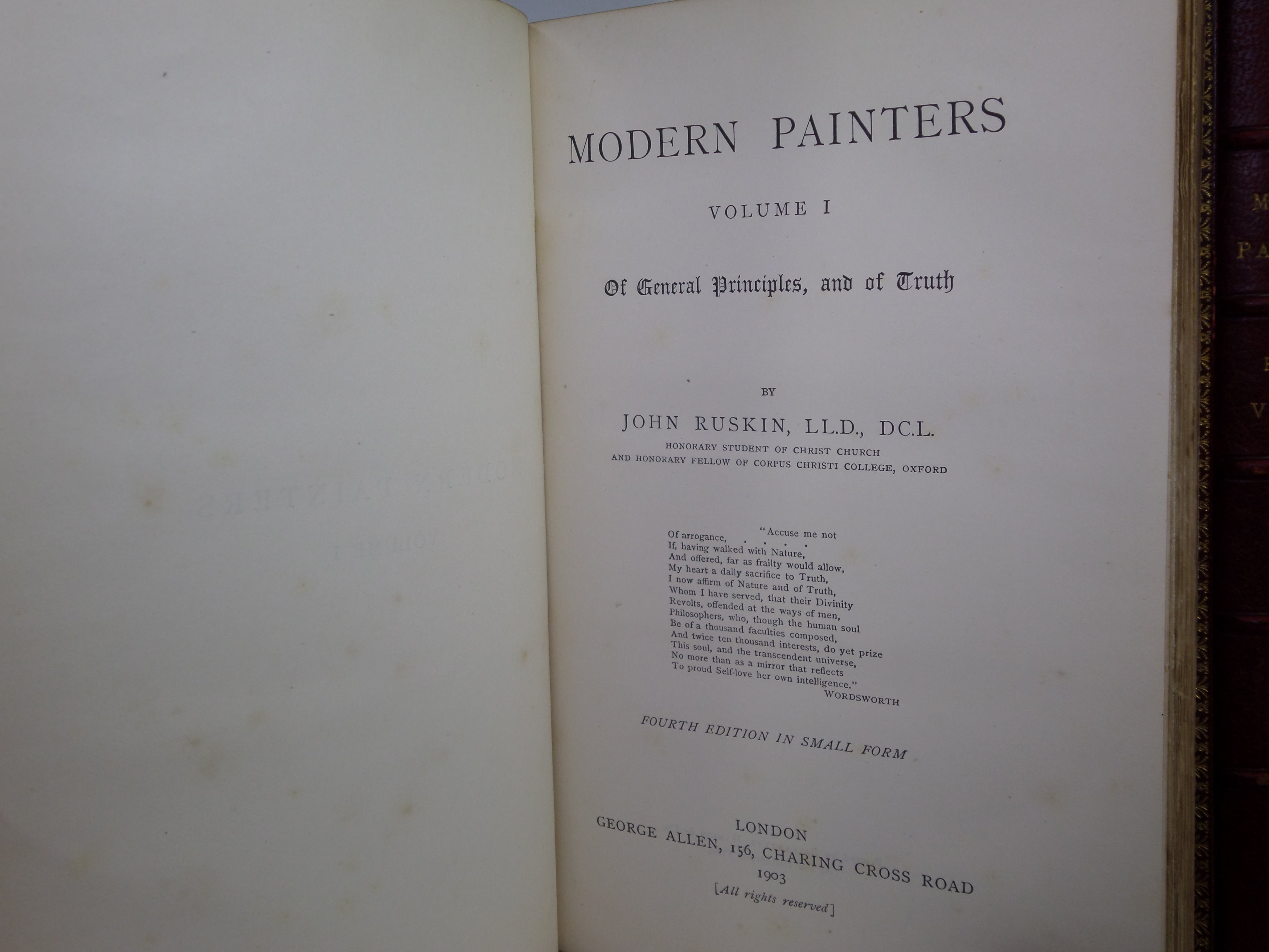 MODERN PAINTERS BY JOHN RUSKIN 1903-04 FINELY BOUND IN SIX VOLUMES BY HATCHARDS