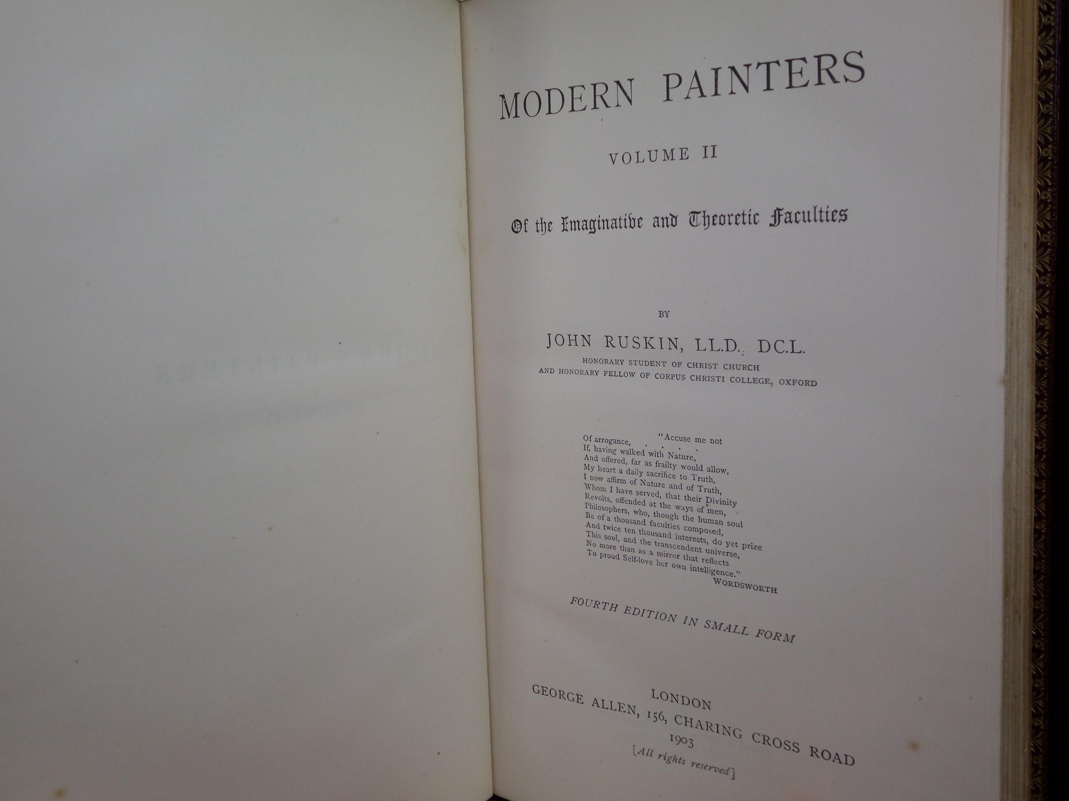 MODERN PAINTERS BY JOHN RUSKIN 1903-04 FINELY BOUND IN SIX VOLUMES BY HATCHARDS