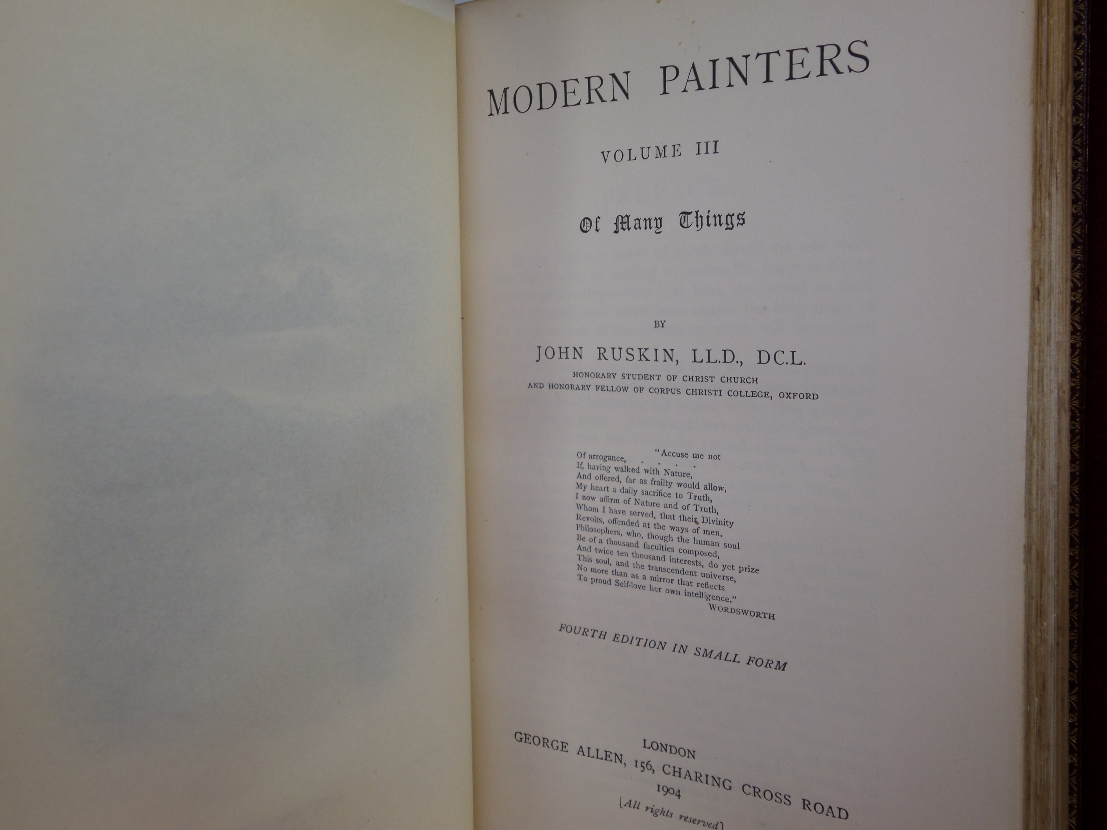 MODERN PAINTERS BY JOHN RUSKIN 1903-04 FINELY BOUND IN SIX VOLUMES BY HATCHARDS