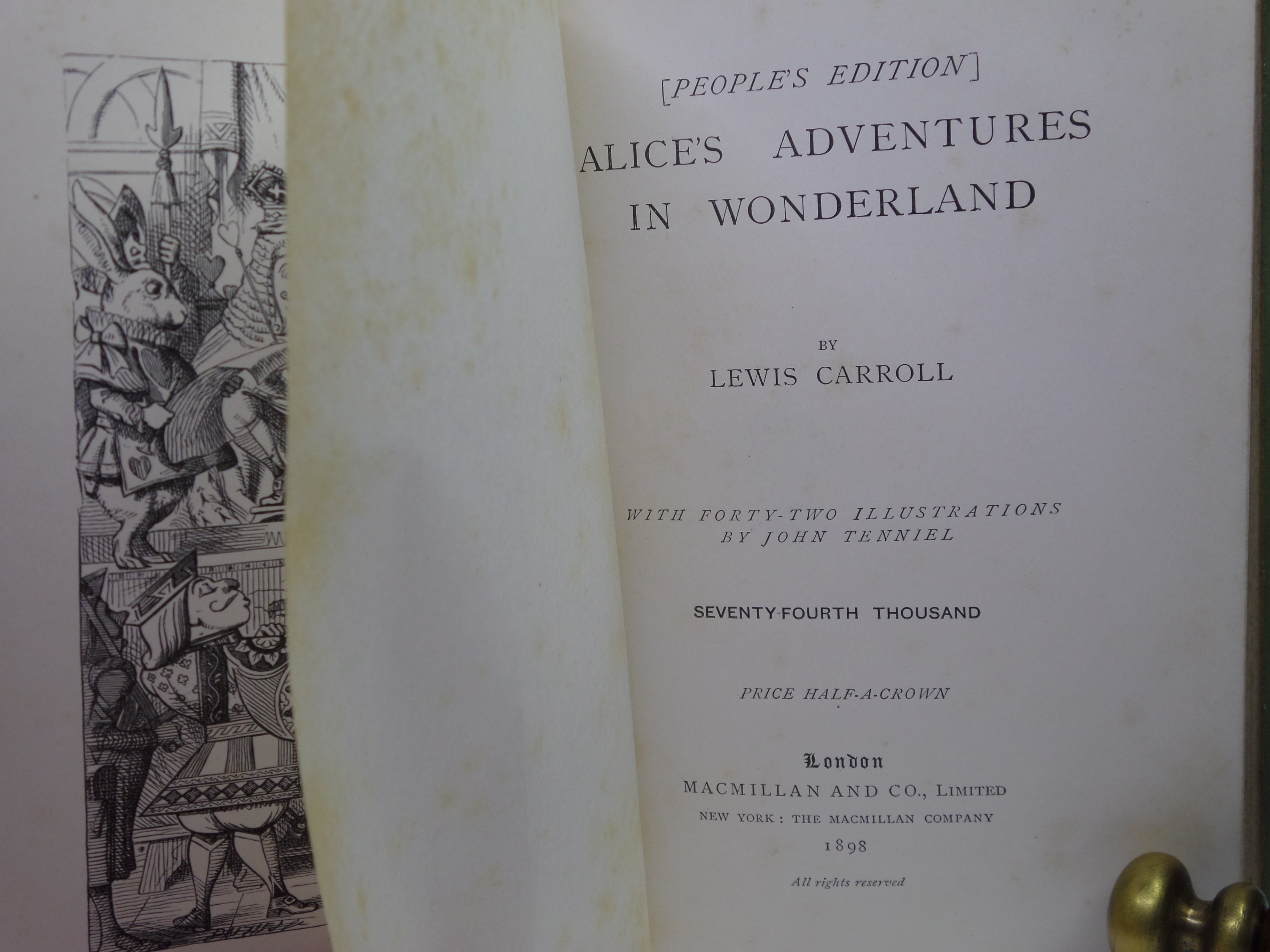 ALICE'S ADVENTURES IN WONDERLAND BY LEWIS CARROLL 1898 PEOPLE'S EDITION