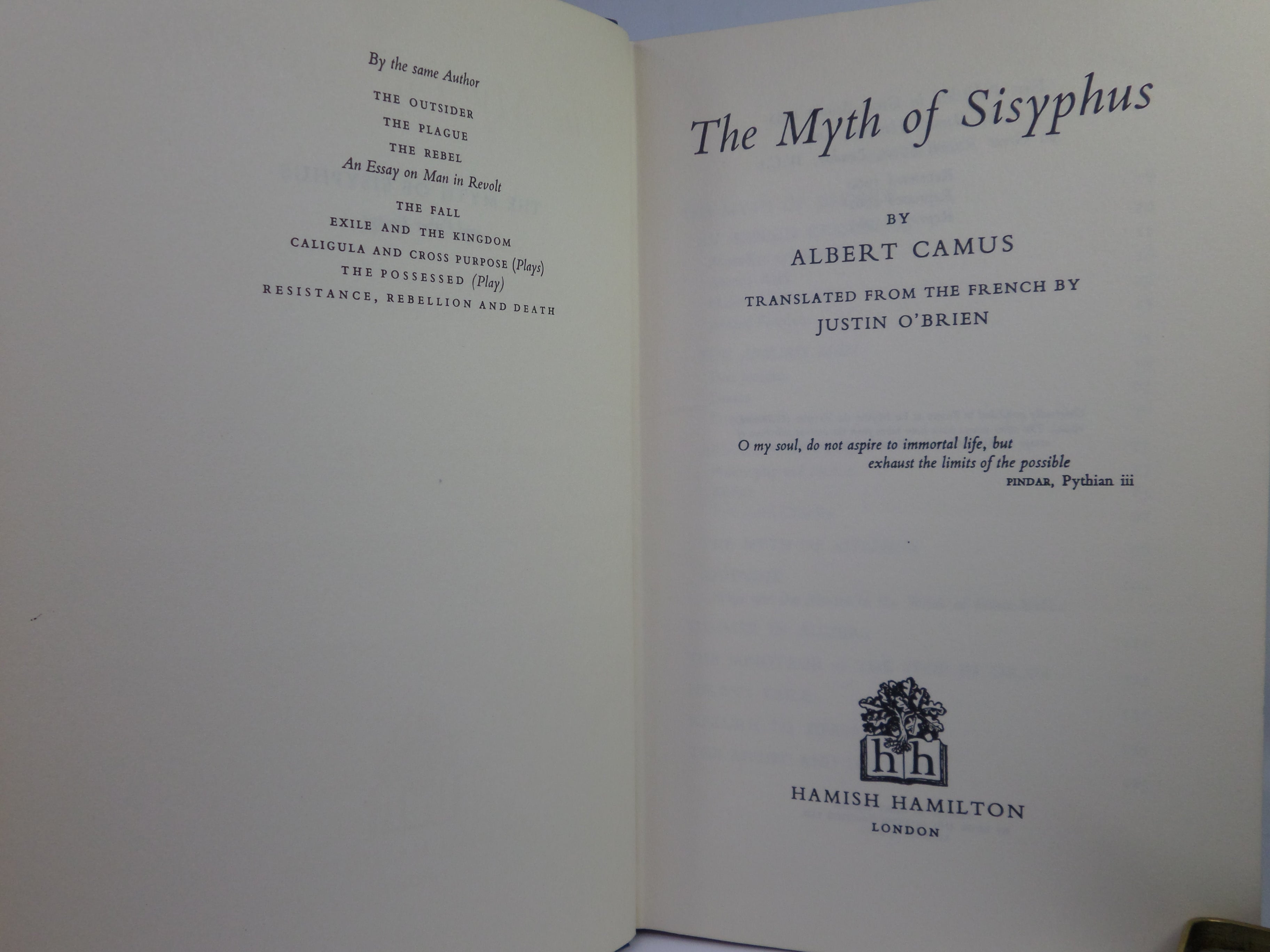 THE MYTH OF SISYPHUS BY ALBERT CAMUS 1965