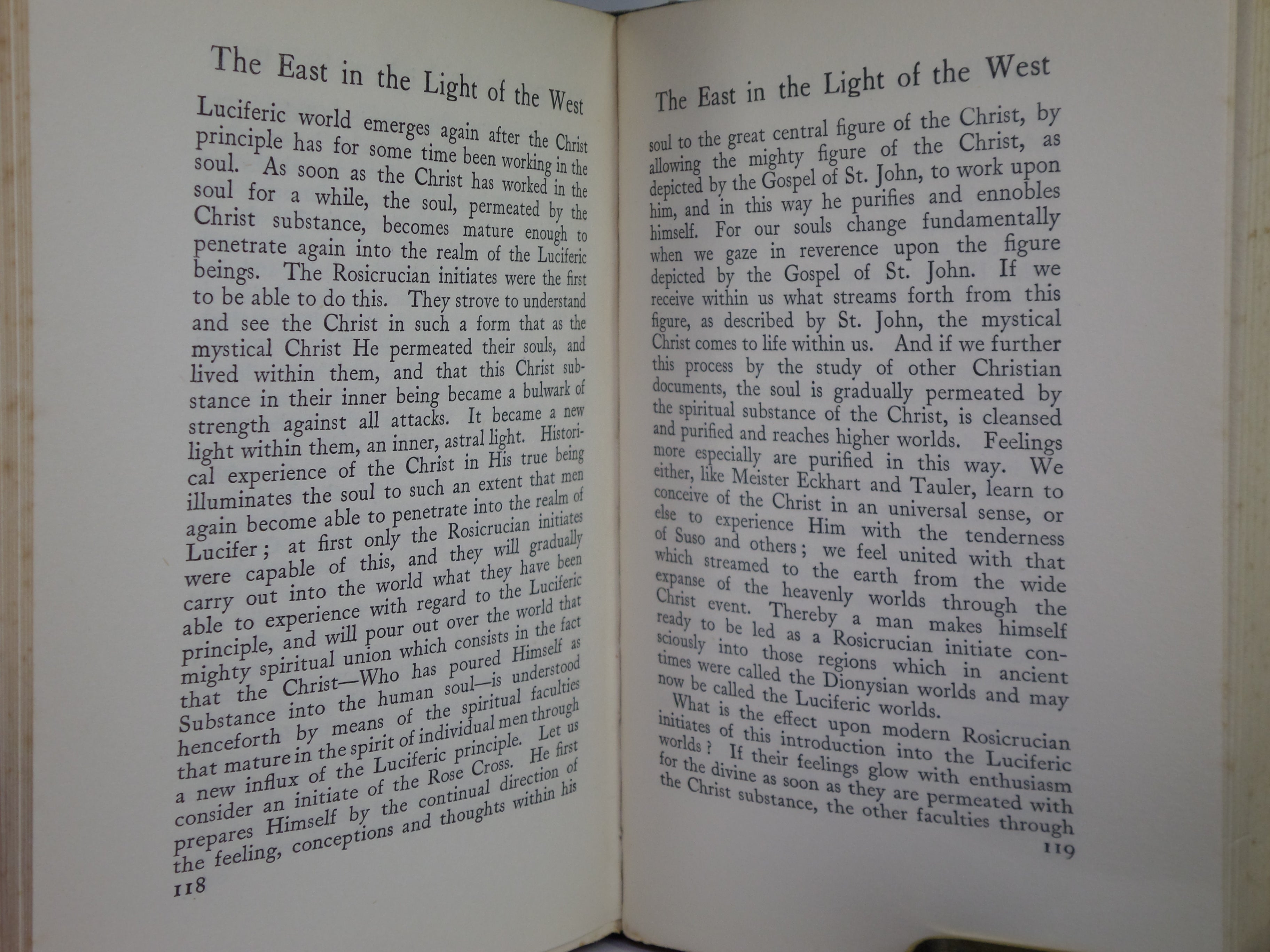 THE EAST IN THE LIGHT OF THE WEST BY RUDOLF STEINER 1922 FIRST EDITION