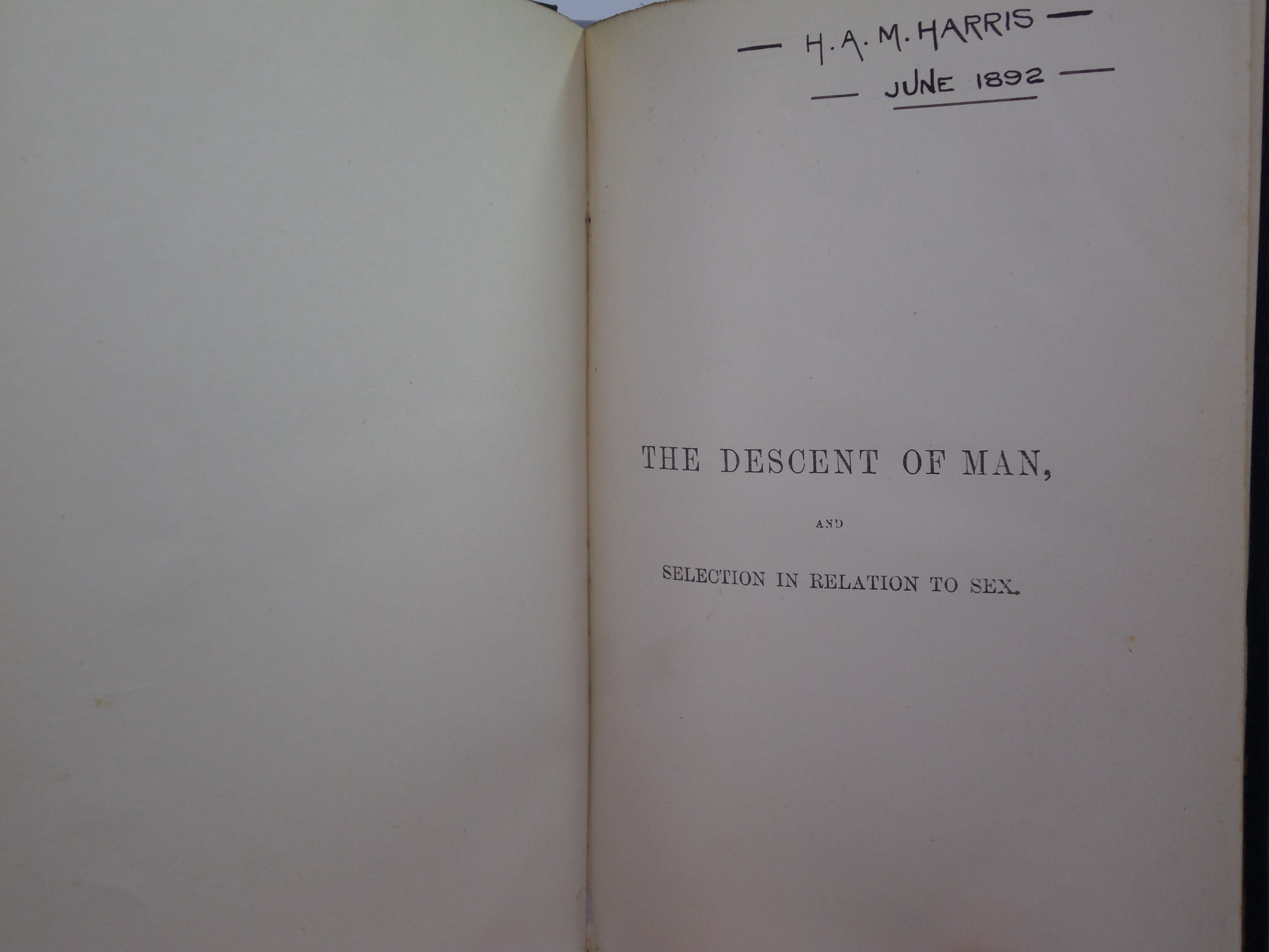 THE DESCENT OF MAN BY CHARLES DARWIN 1890