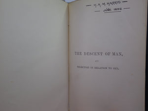 THE DESCENT OF MAN BY CHARLES DARWIN 1890