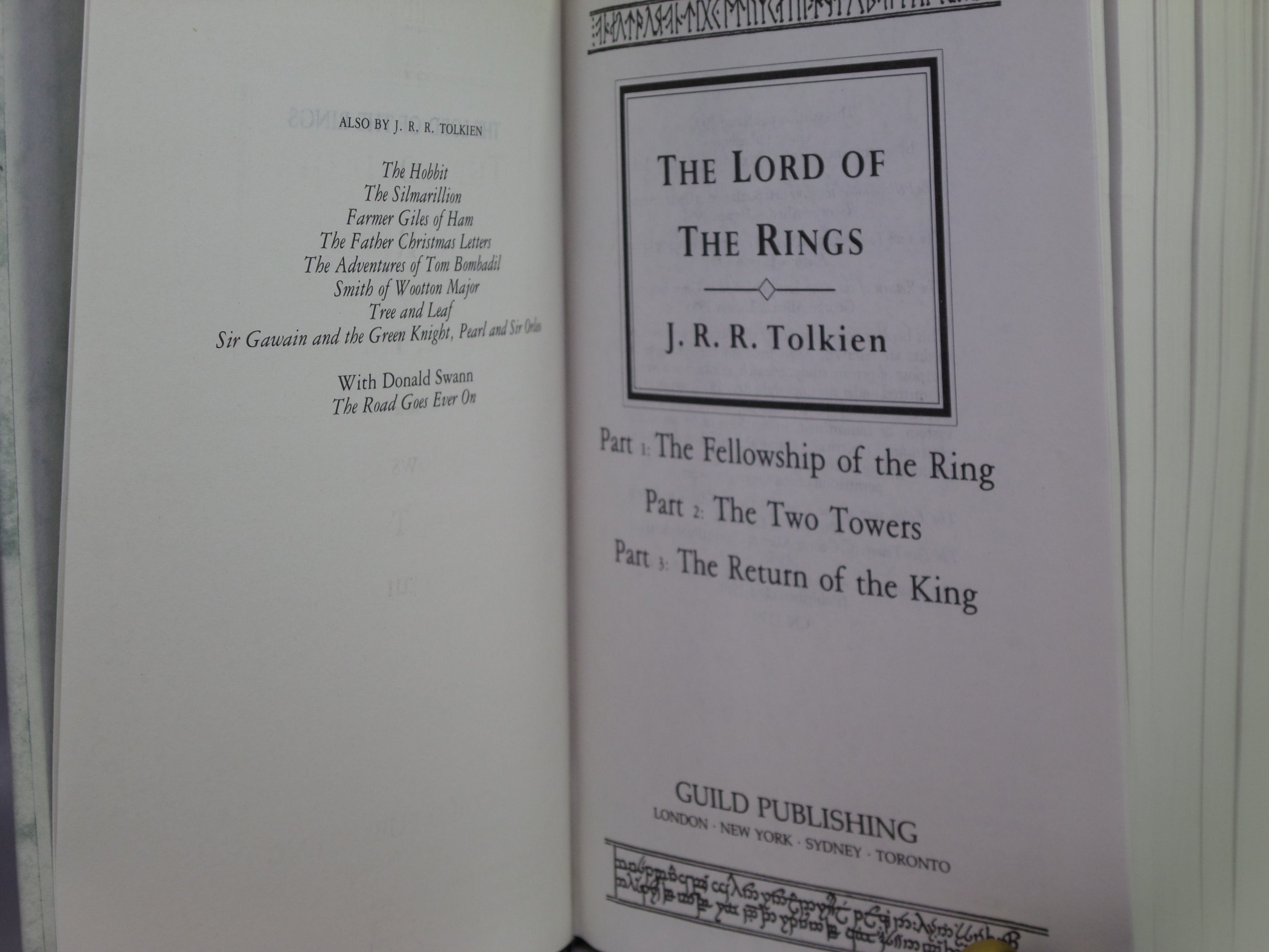 THE LORD OF THE RINGS TRILOGY BY J.R.R. TOLKIEN 1990