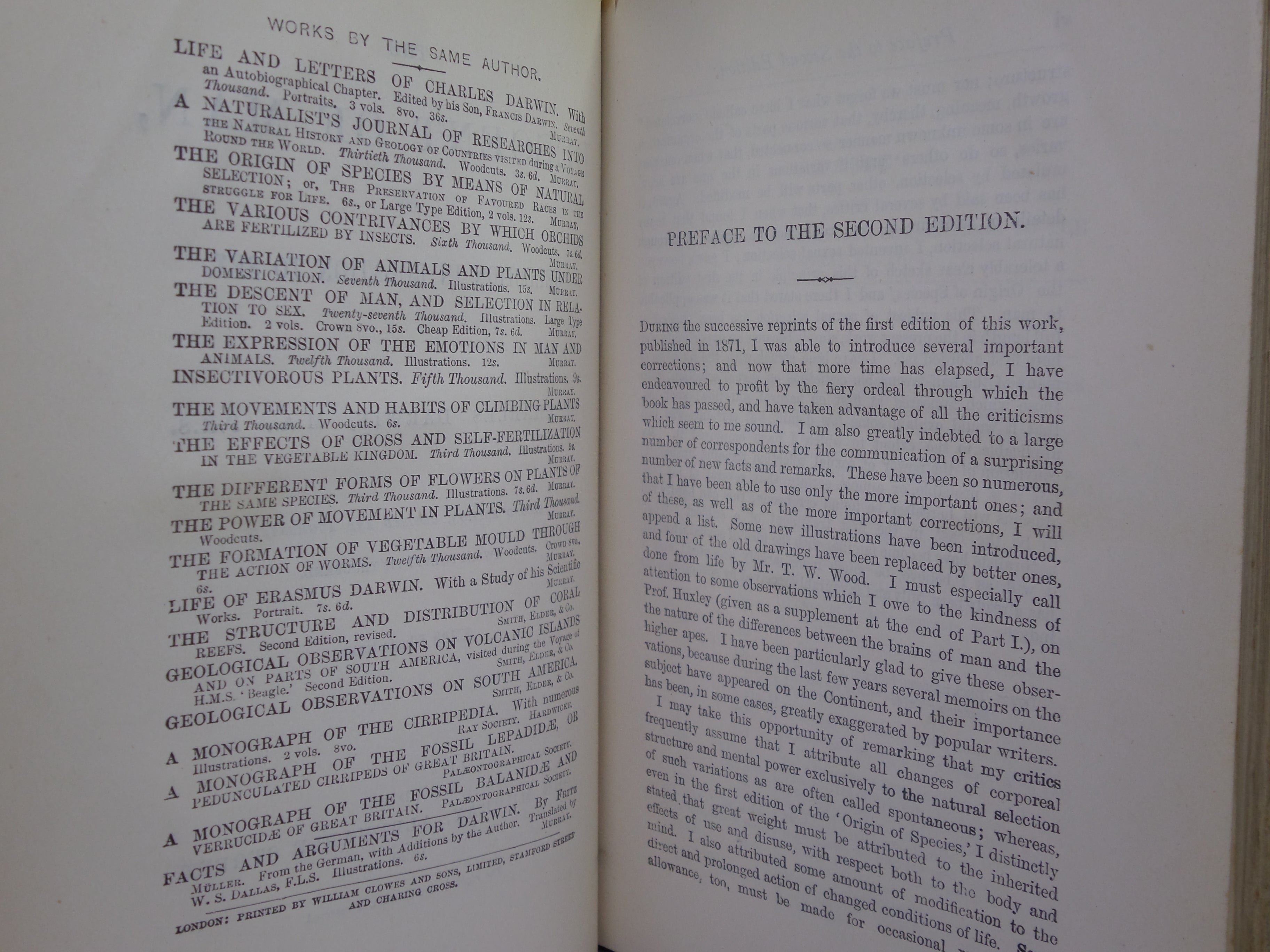 THE DESCENT OF MAN BY CHARLES DARWIN 1890
