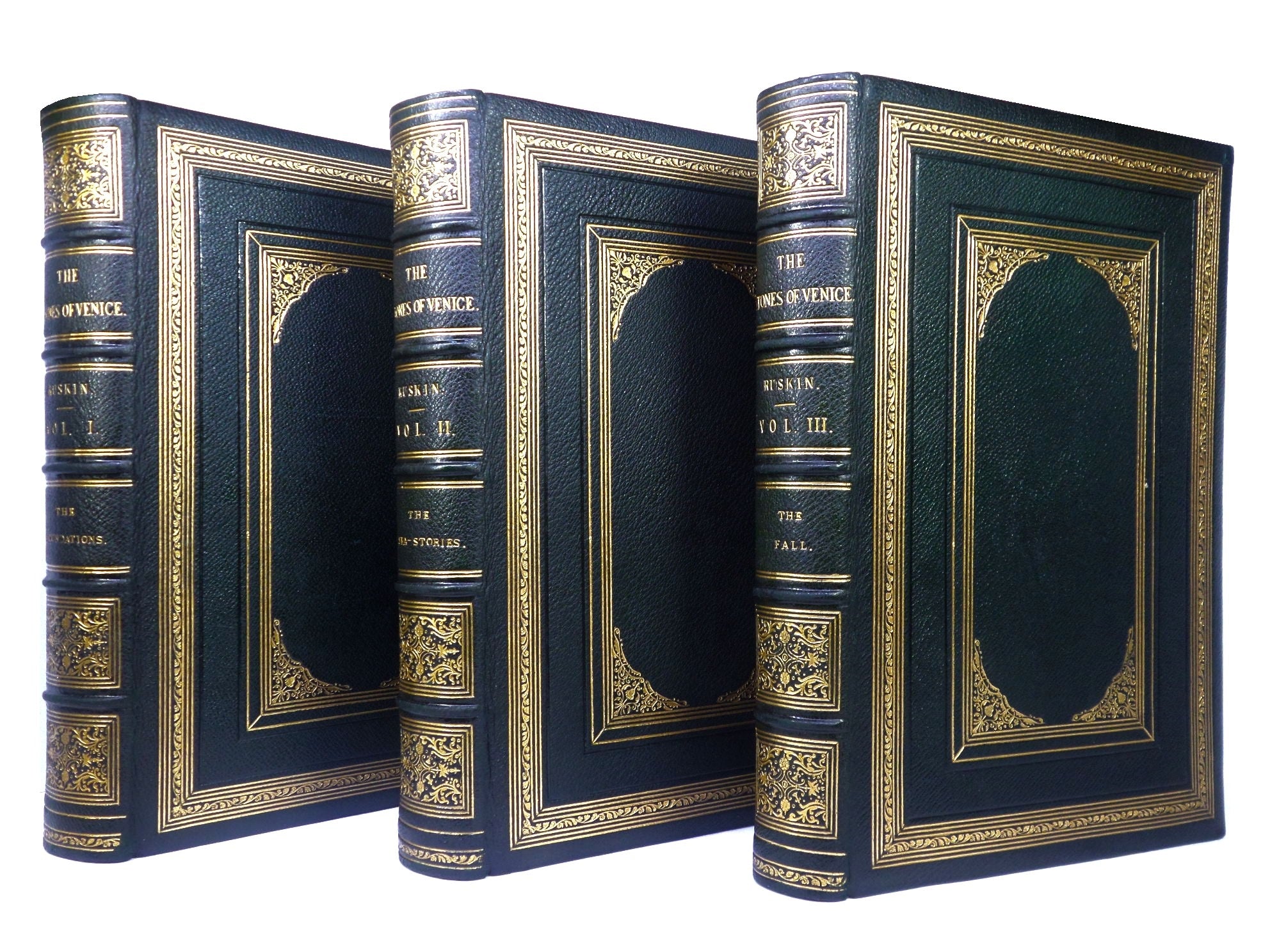 THE STONES OF VENICE 1873-74 JOHN RUSKIN SIGNED LIMITED EDITION, LEATHER BOUND