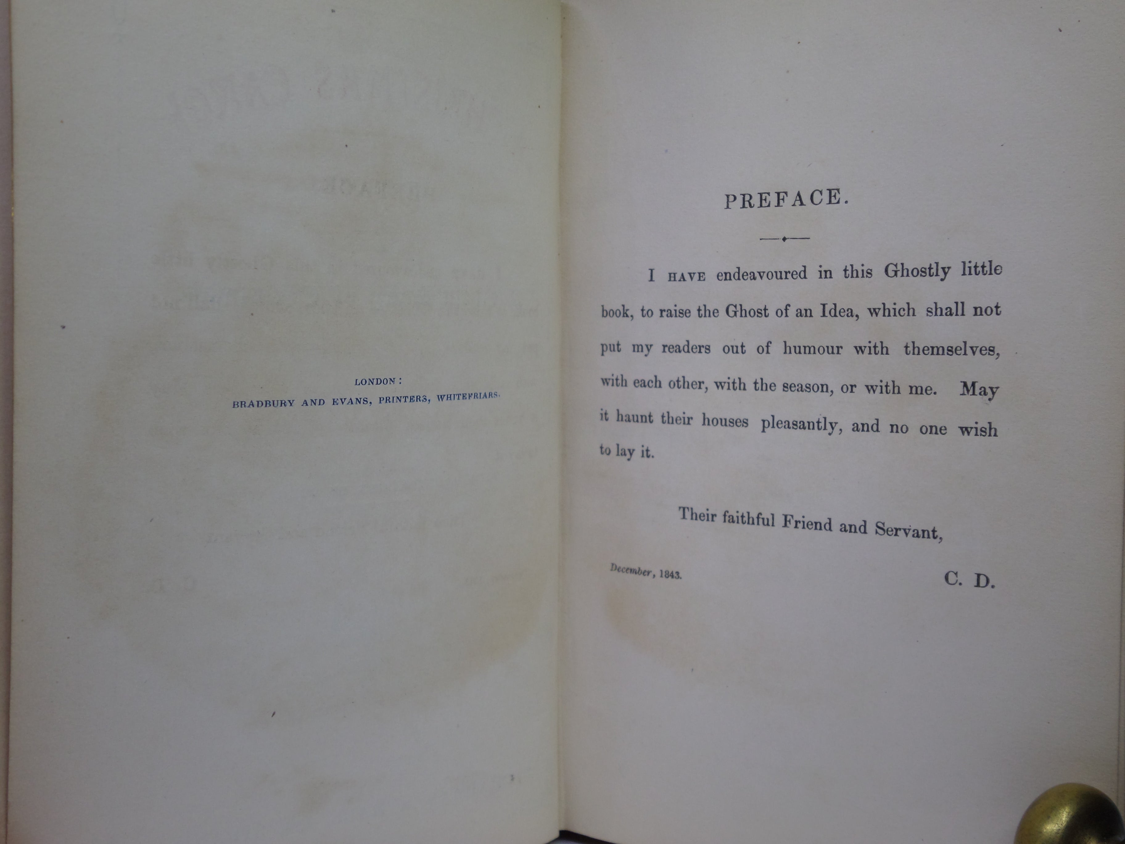A CHRISTMAS CAROL BY CHARLES DICKENS 1843 SECOND EDITION