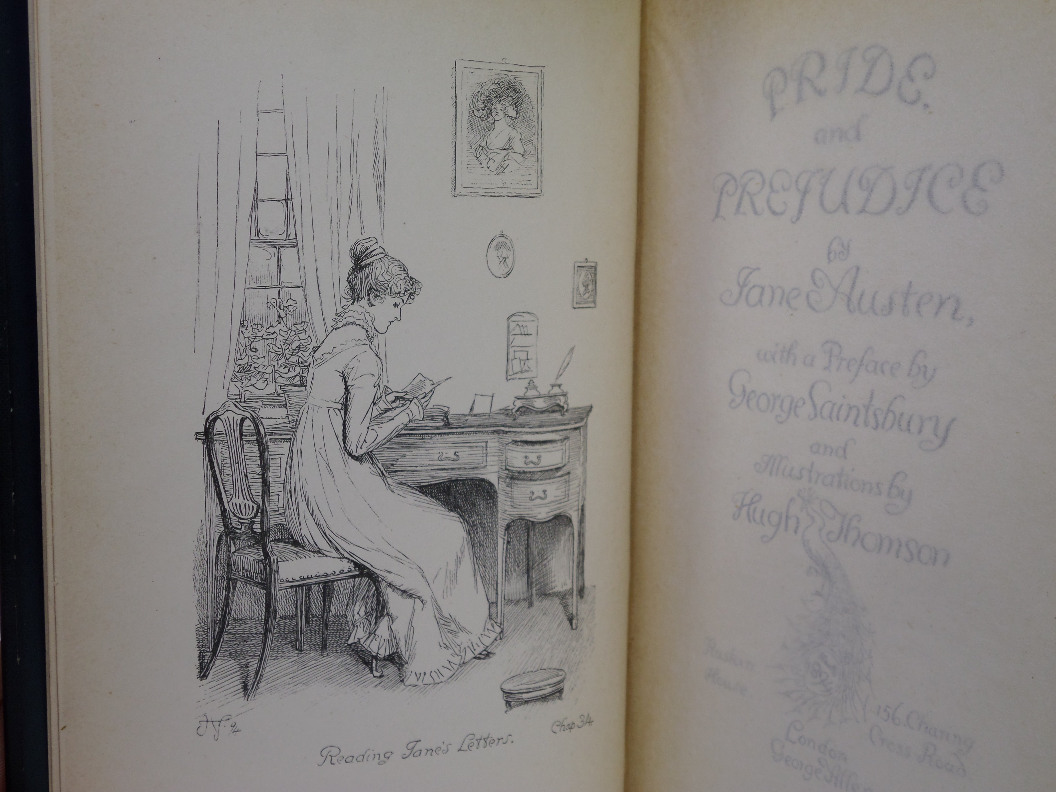 PRIDE AND PREJUDICE BY JANE AUSTEN 1894 FIRST PEACOCK EDITION, HUGH THOMSON ILLS