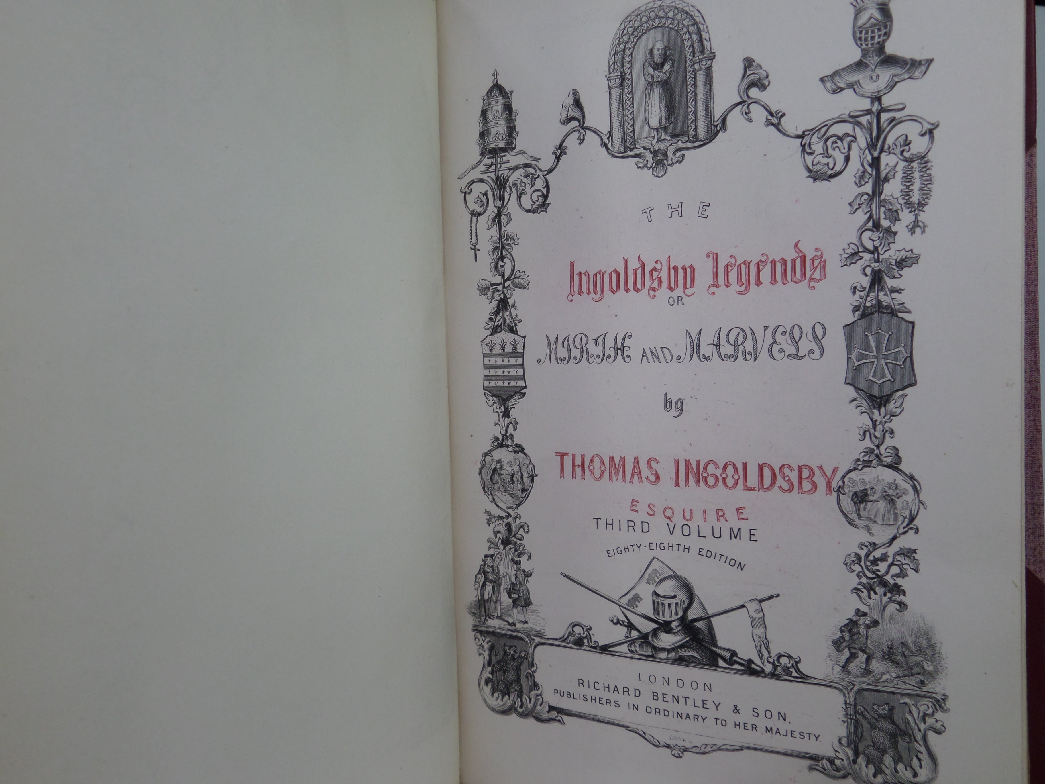 THE INGOLDSBY LEGENDS 1894 LEATHER BOUND BY DENNY IN THREE VOLUMES