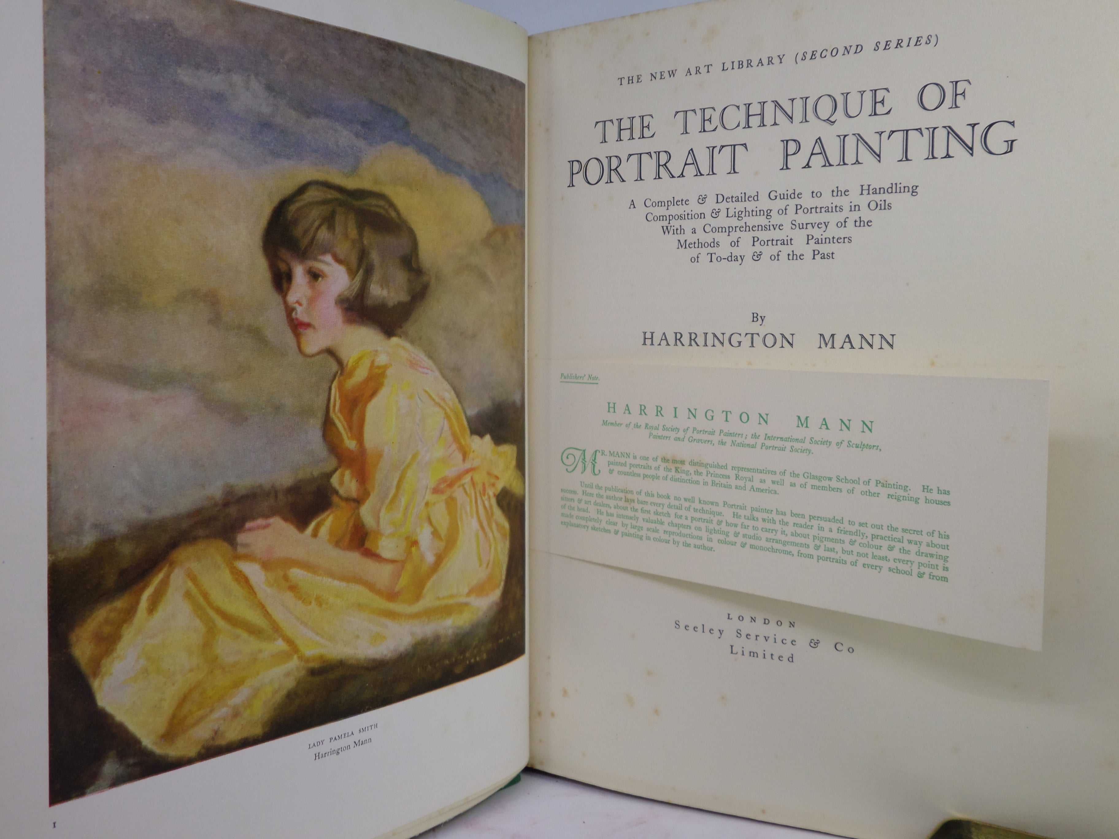 THE TECHNIQUE OF PORTRAIT PAINTING BY HARRINGTON MANN 1933 FIRST EDITION