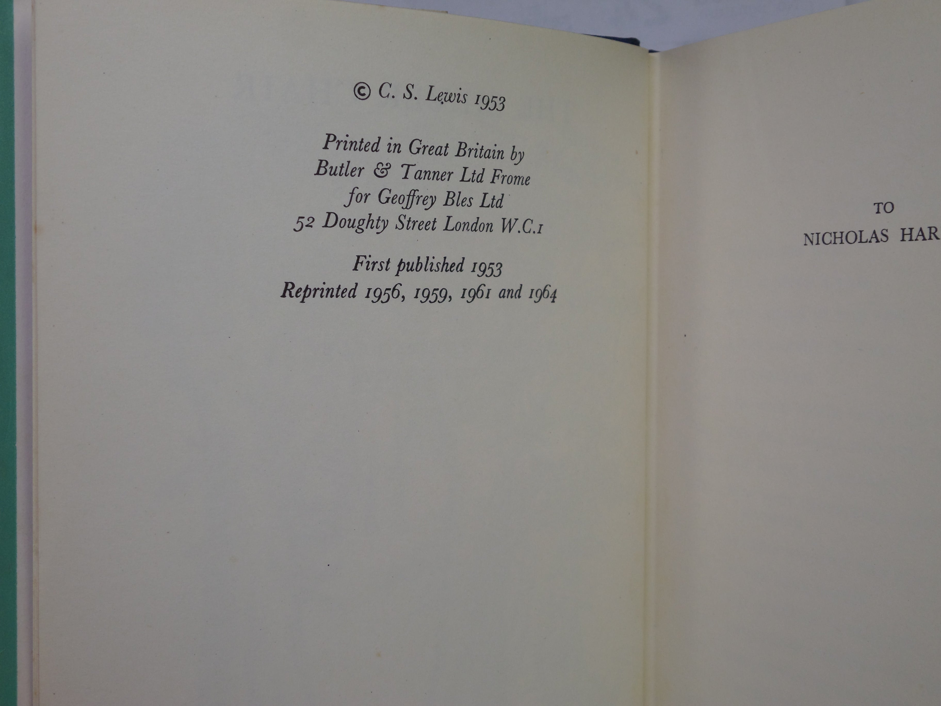 THE SILVER CHAIR BY C. S. LEWIS 1964