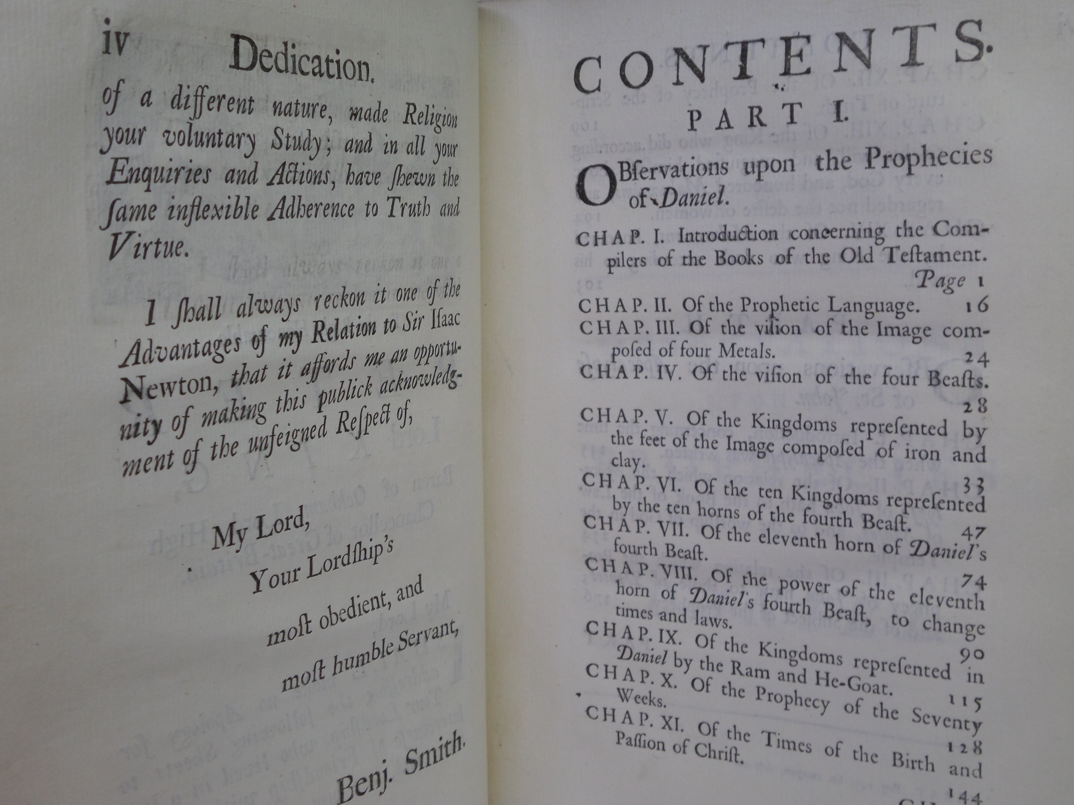 OBSERVATIONS UPON THE PROPHECIES OF DANIEL 1733 SIR ISAAC NEWTON FIRST EDITION