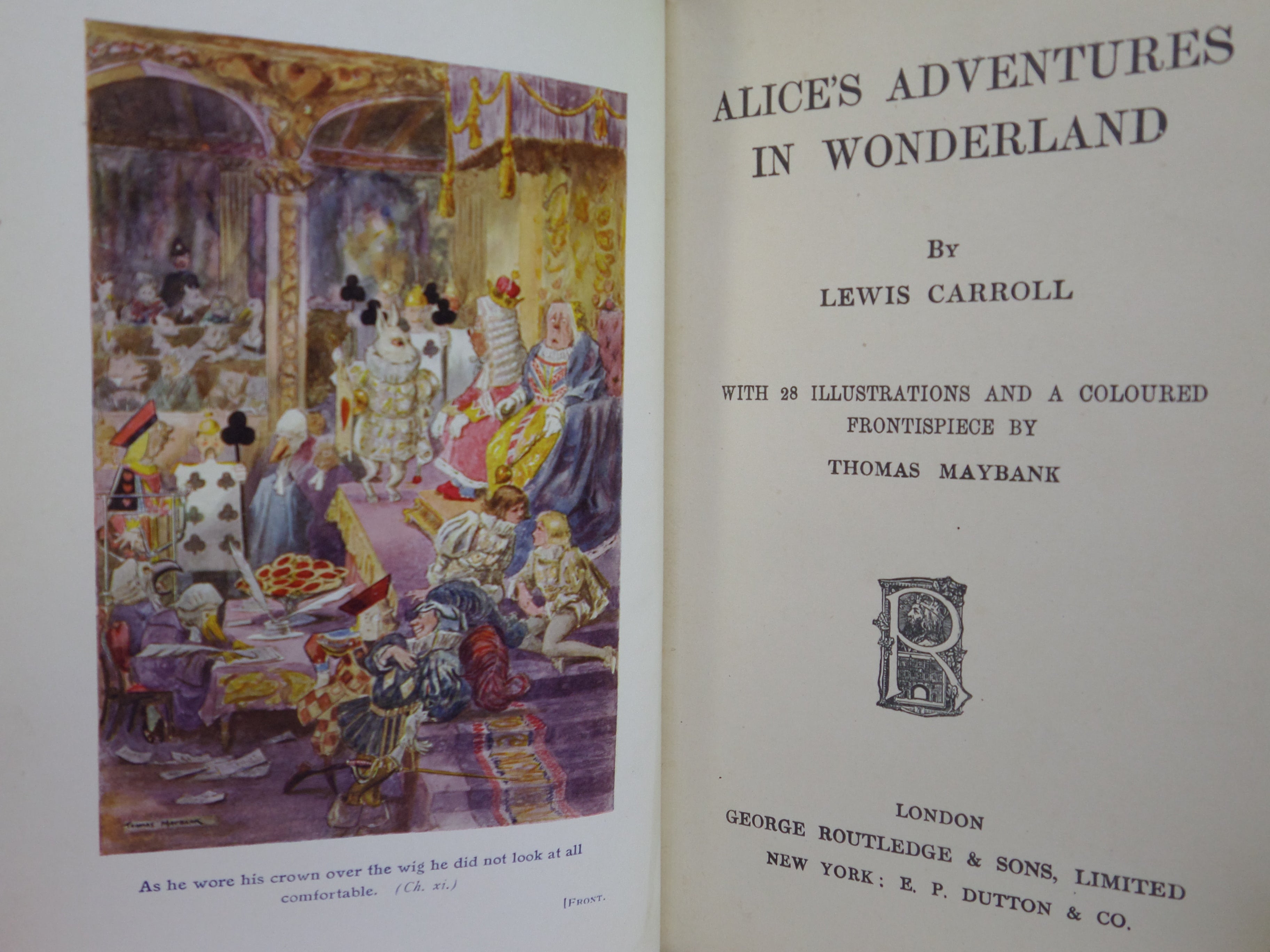 ALICE'S ADVENTURES IN WONDERLAND BY LEWIS CARROLL 1907 THOMAS MAYBANK ILLUSTRATIONS