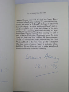 NEW SELECTED POEMS 1966-1987 BY SEAMUS HEANEY 1990 SIGNED BY AUTHOR