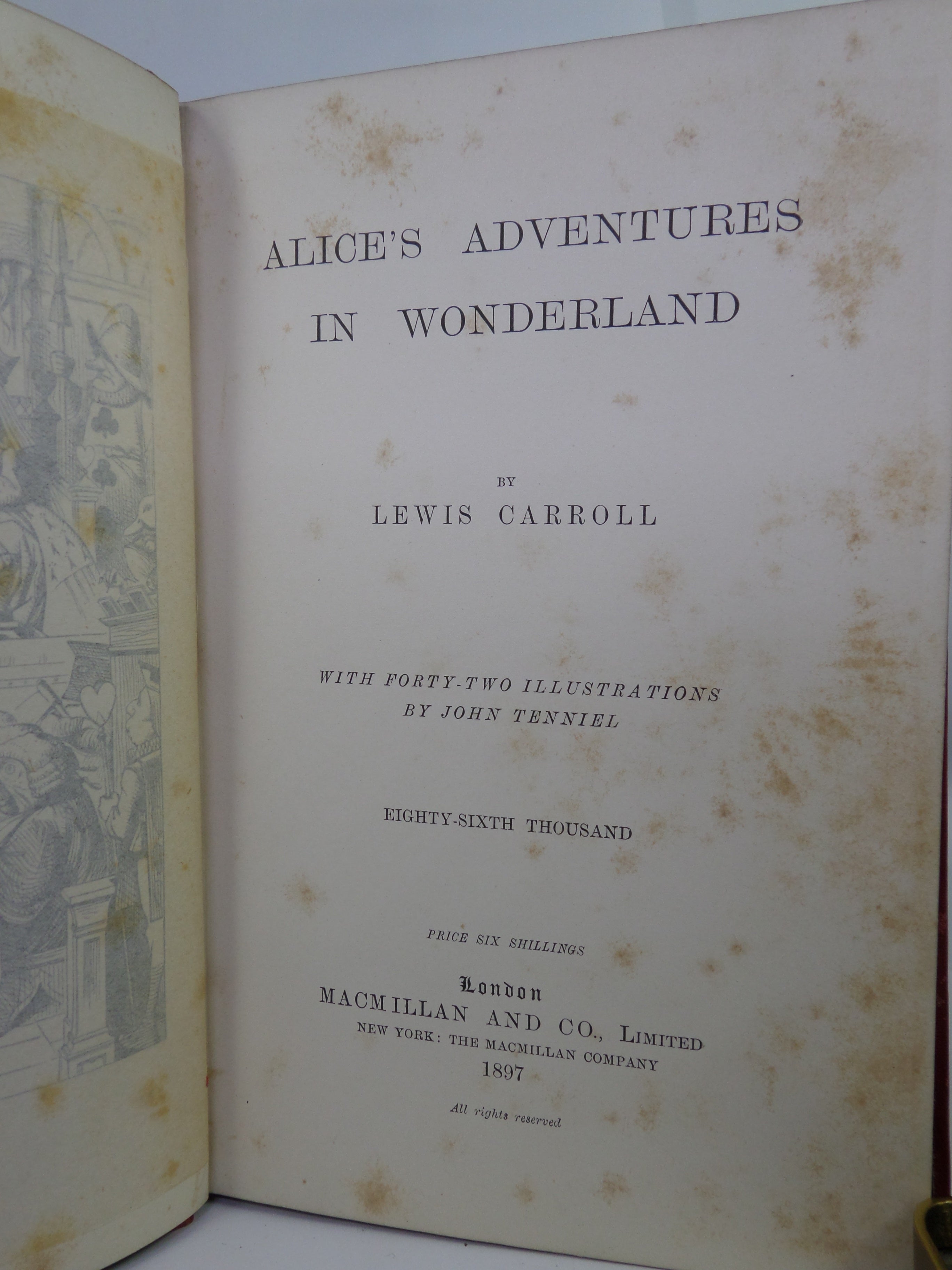ALICE'S ADVENTURES IN WONDERLAND & THROUGH THE LOOKING-GLASS BY LEWIS CARROLL 1897 SCARCE UNIFORM SET